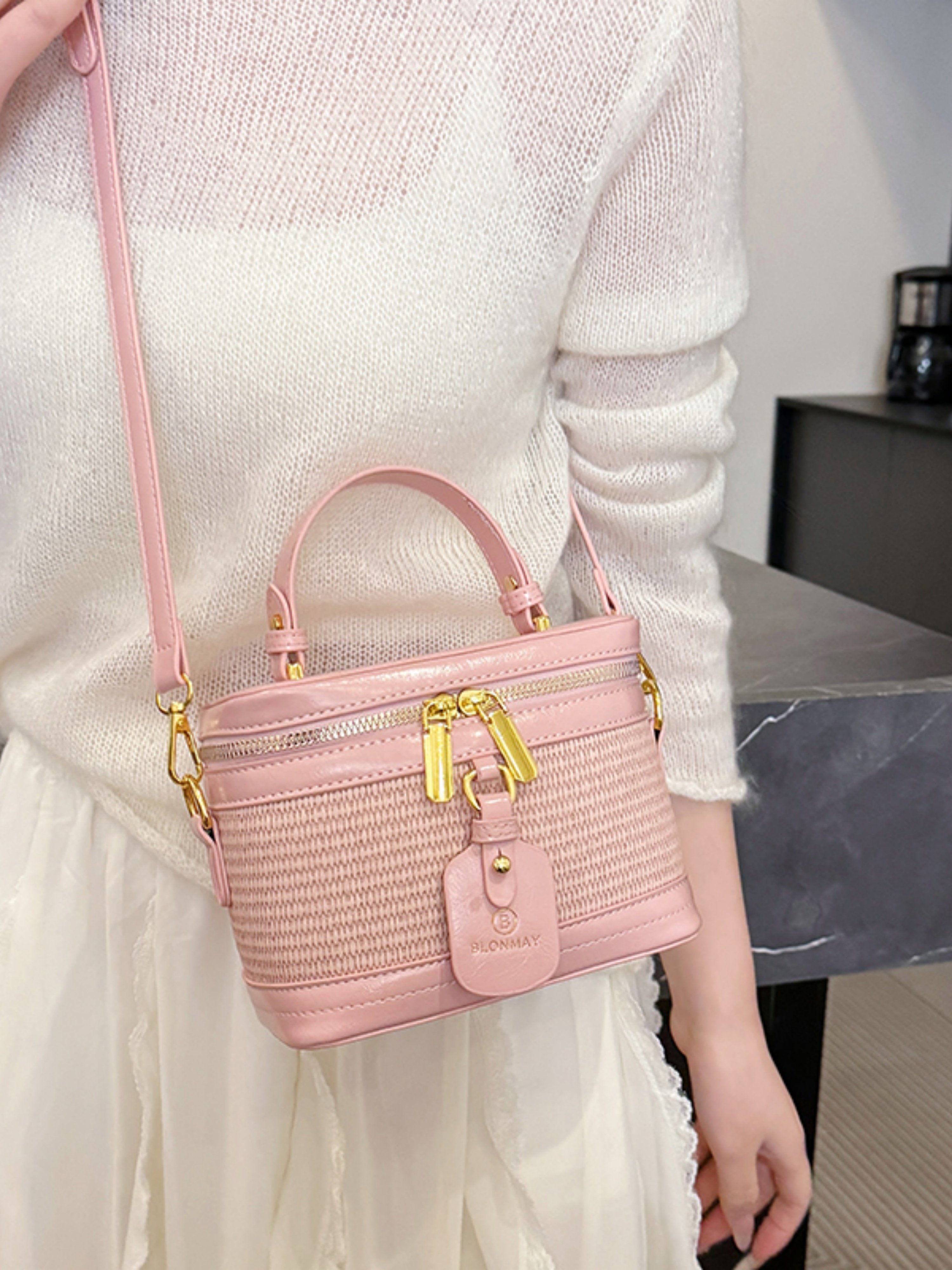 Pink Zip Around Crossbody Bag