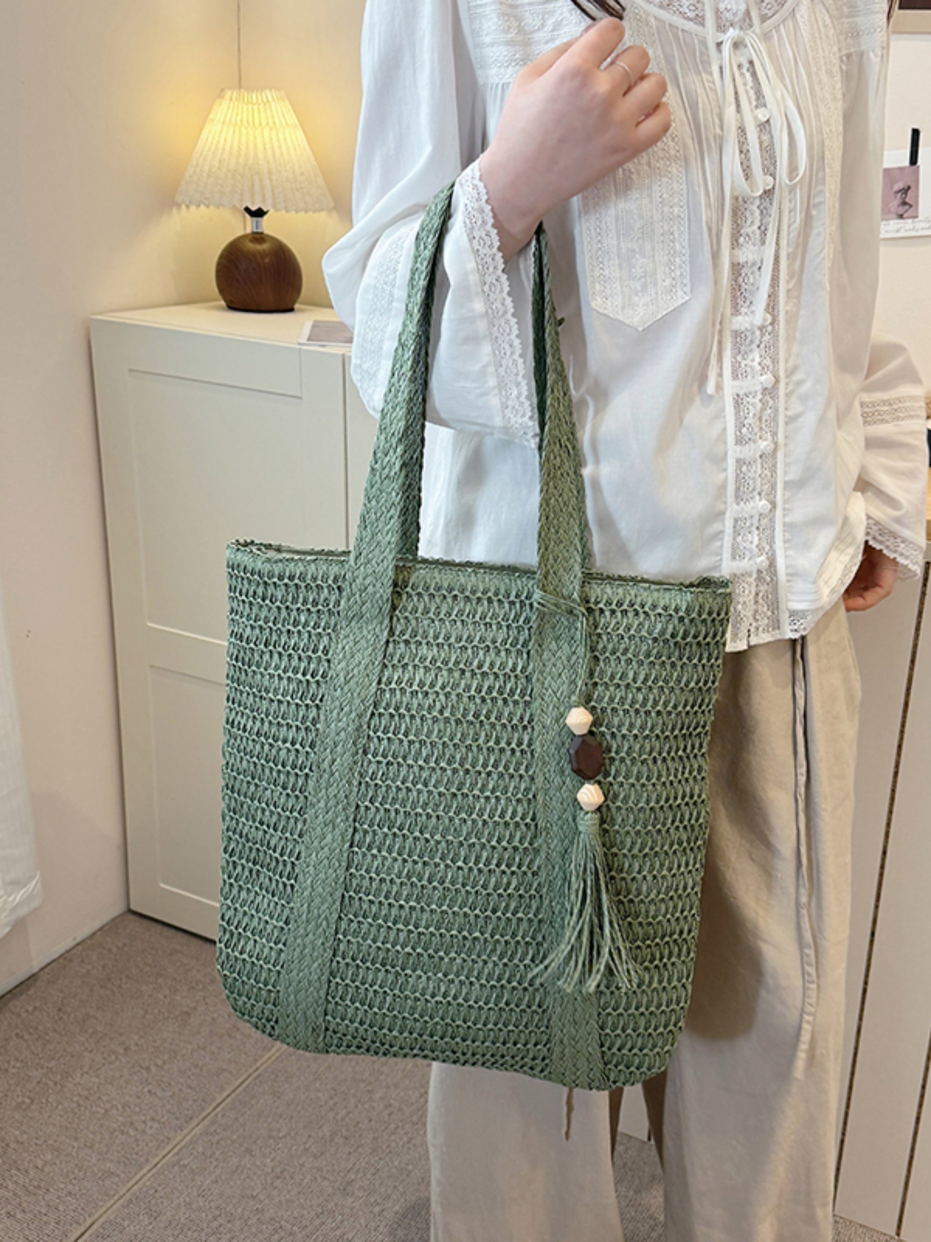 Green Crochet Shoulder Bag