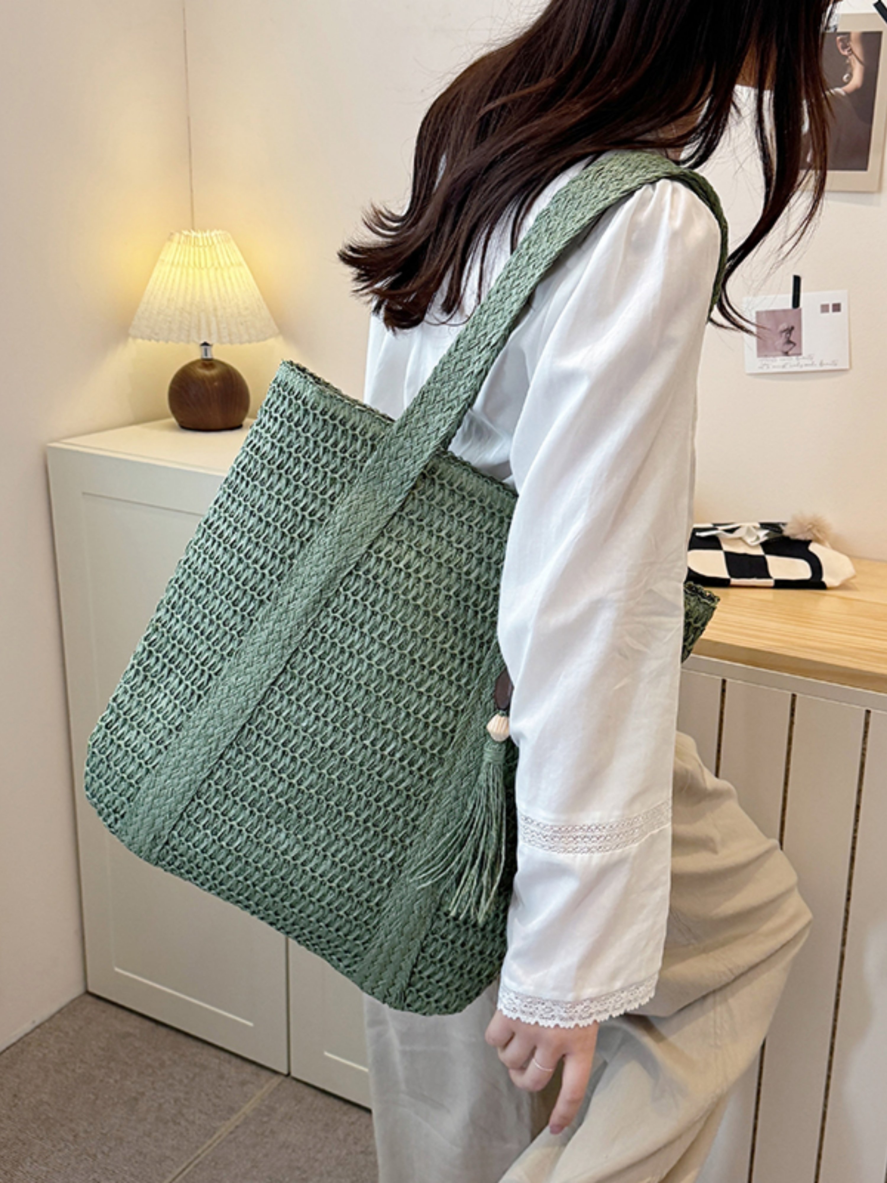 Green Crochet Shoulder Bag