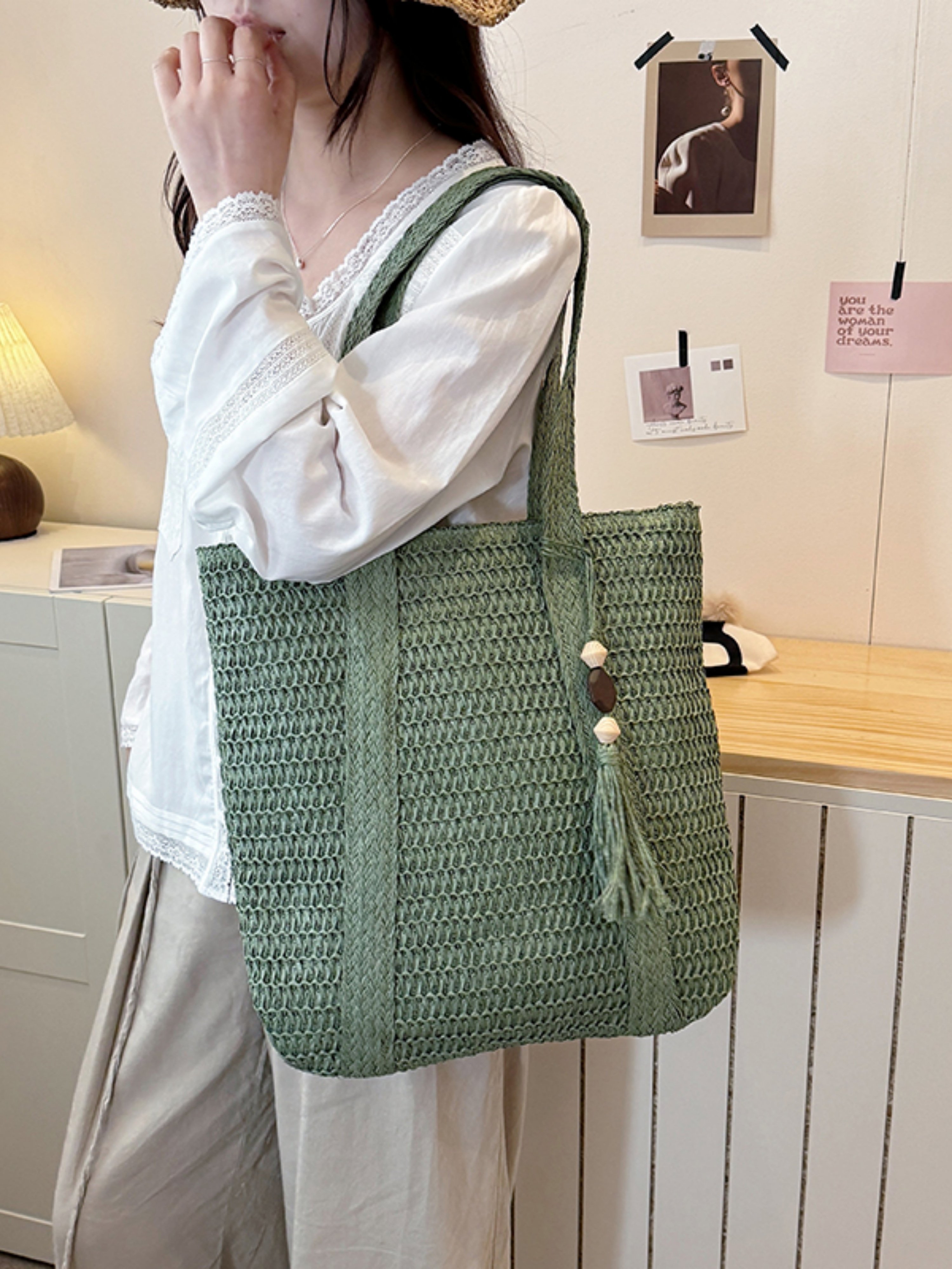 Green Crochet Shoulder Bag