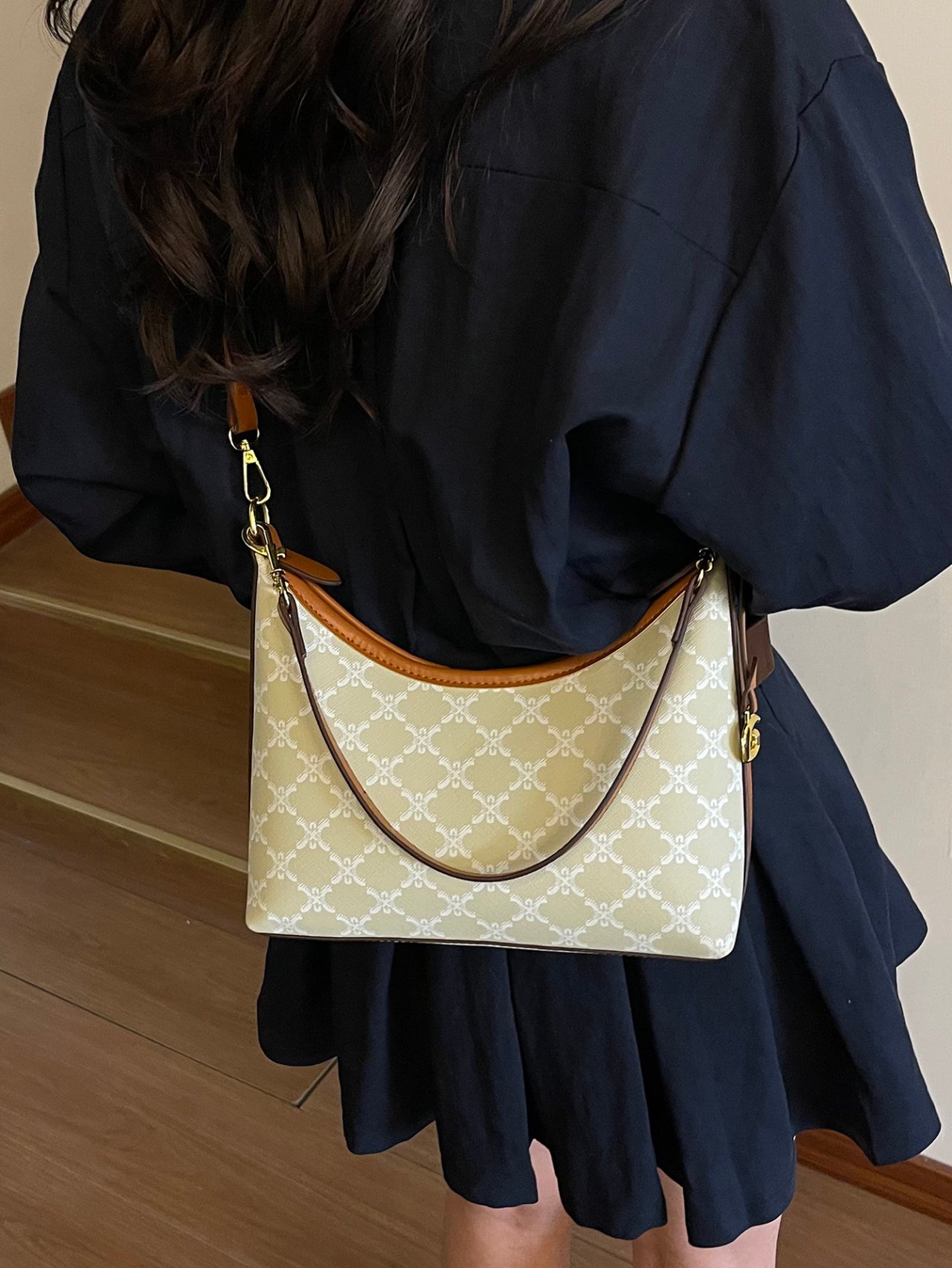 Beige Patterned Crossbody Bag