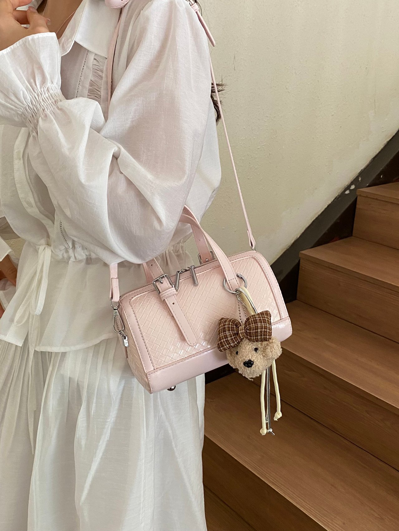 Light Pink Satchel Crossbody Bag