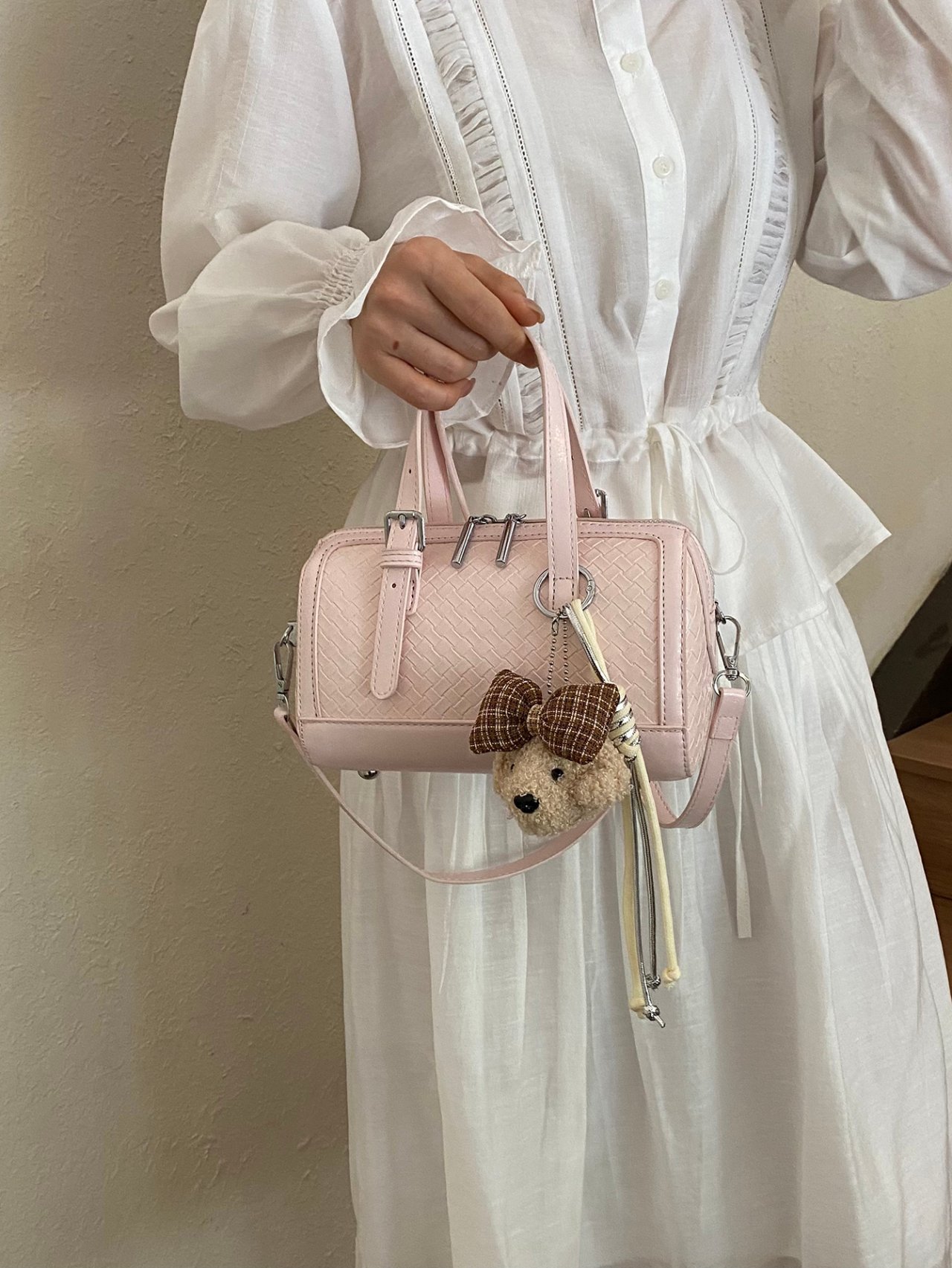 Light Pink Satchel Crossbody Bag