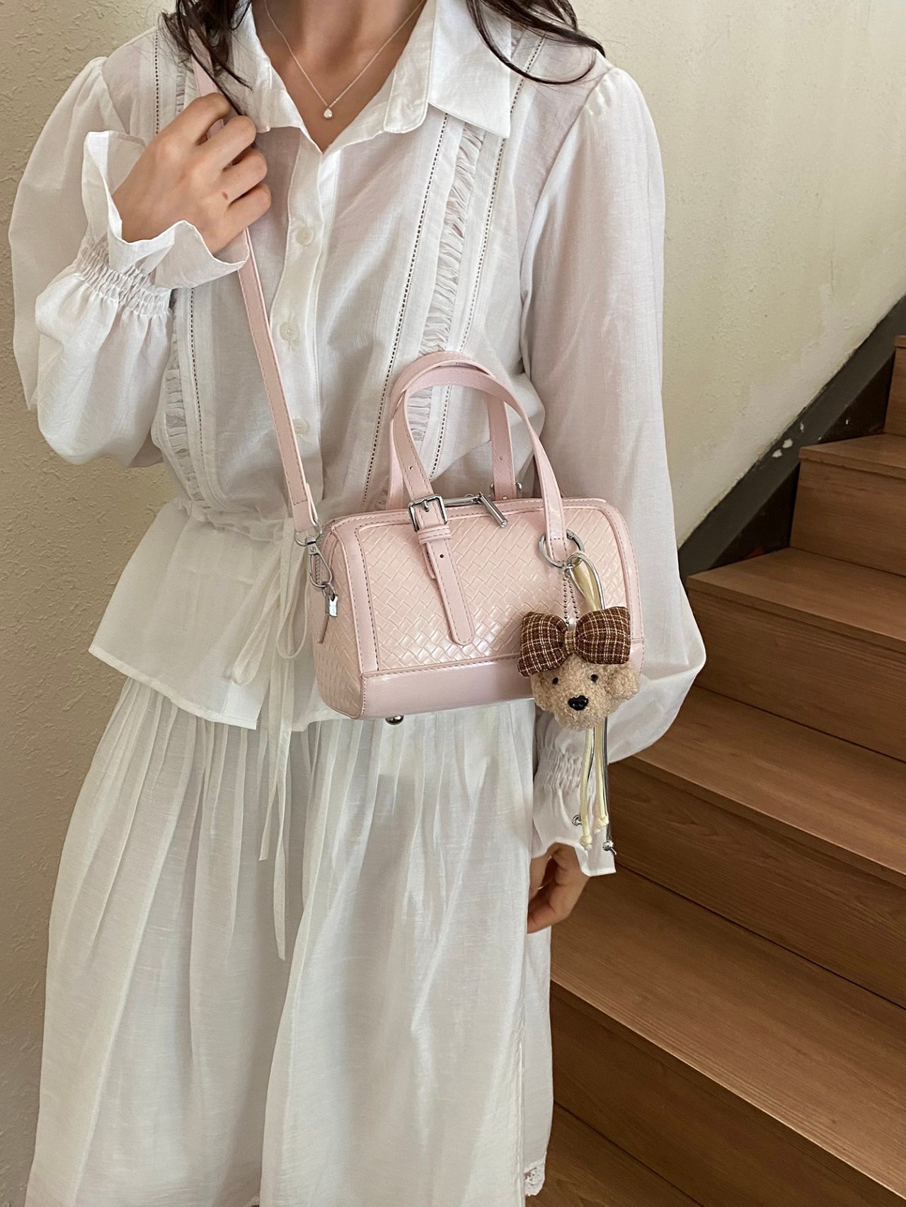 Light Pink Satchel Crossbody Bag