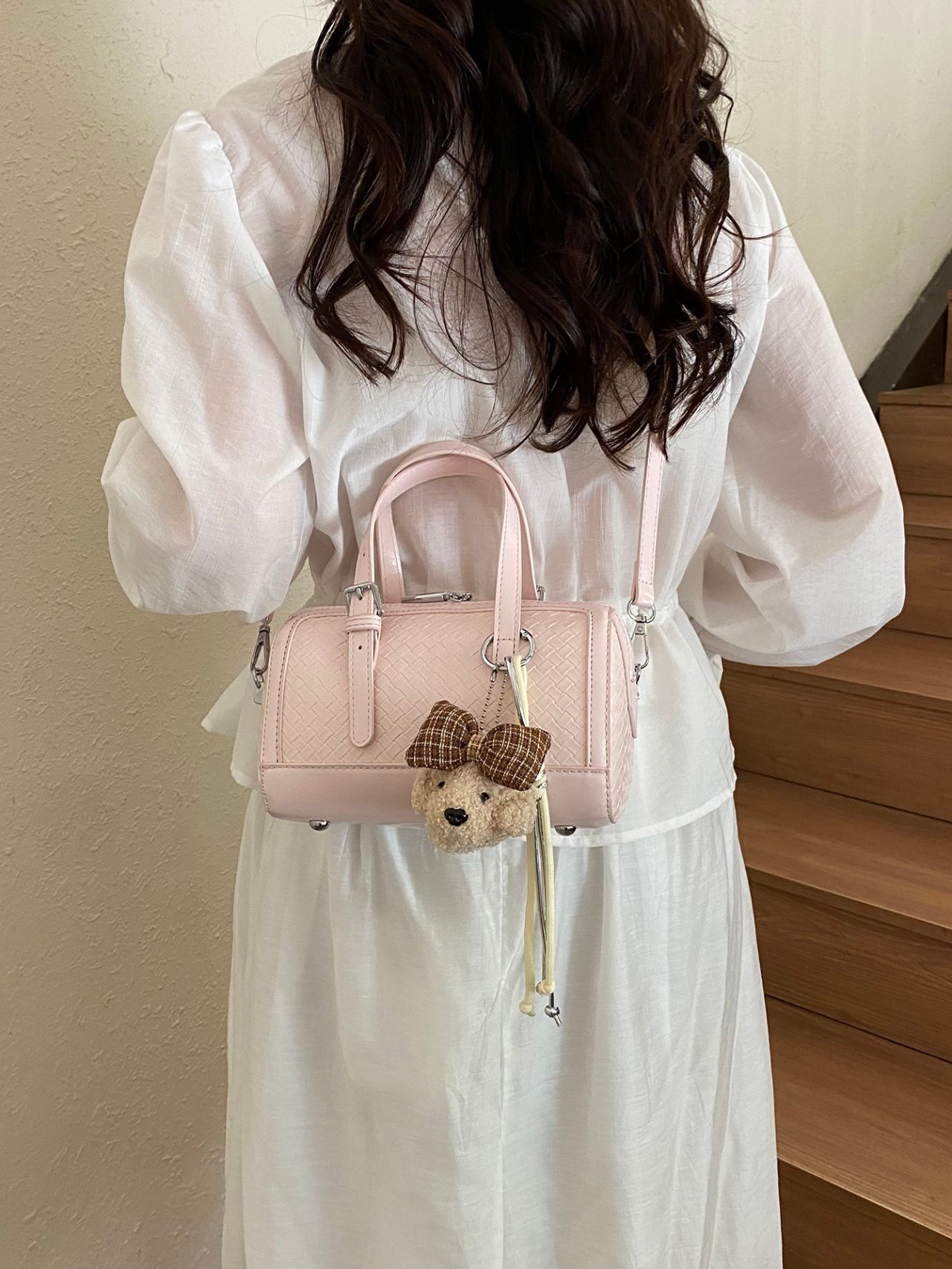 Light Pink Satchel Crossbody Bag