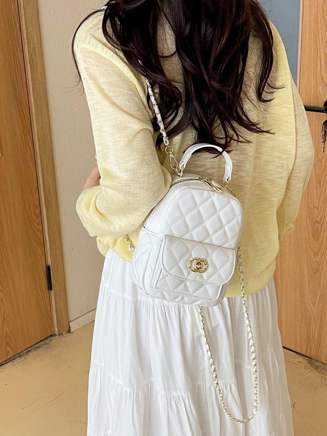 Off White Quilted Crossbody Bag