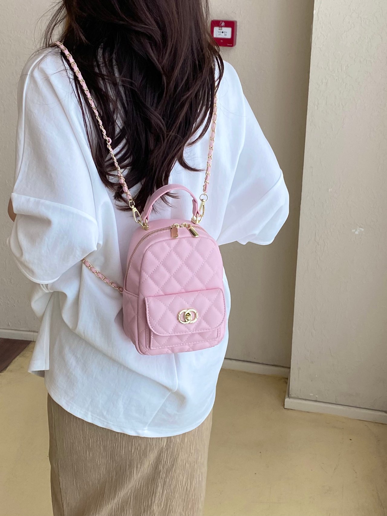 Pink Quilted Crossbody Bag