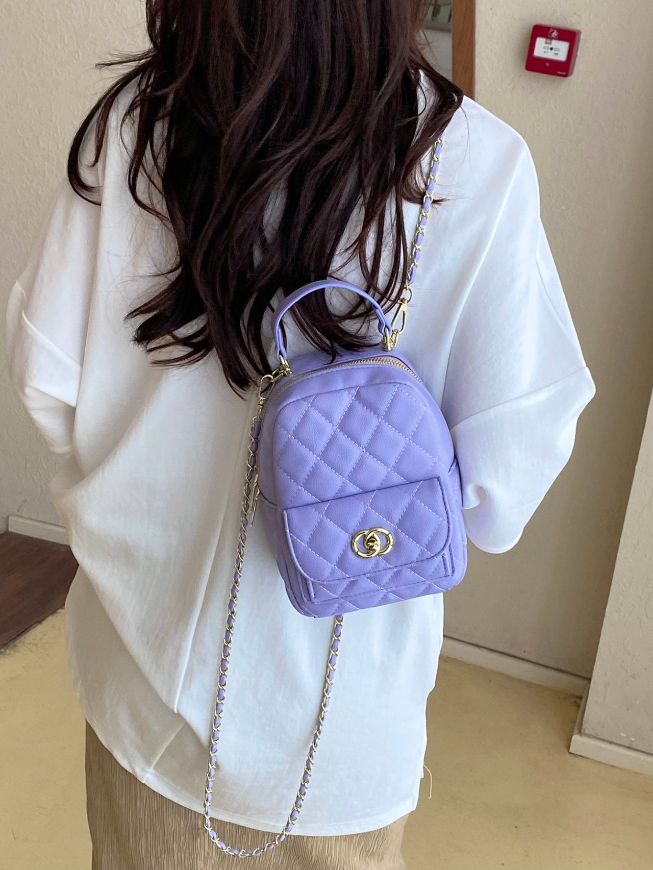 Purple Quilted Crossbody Bag