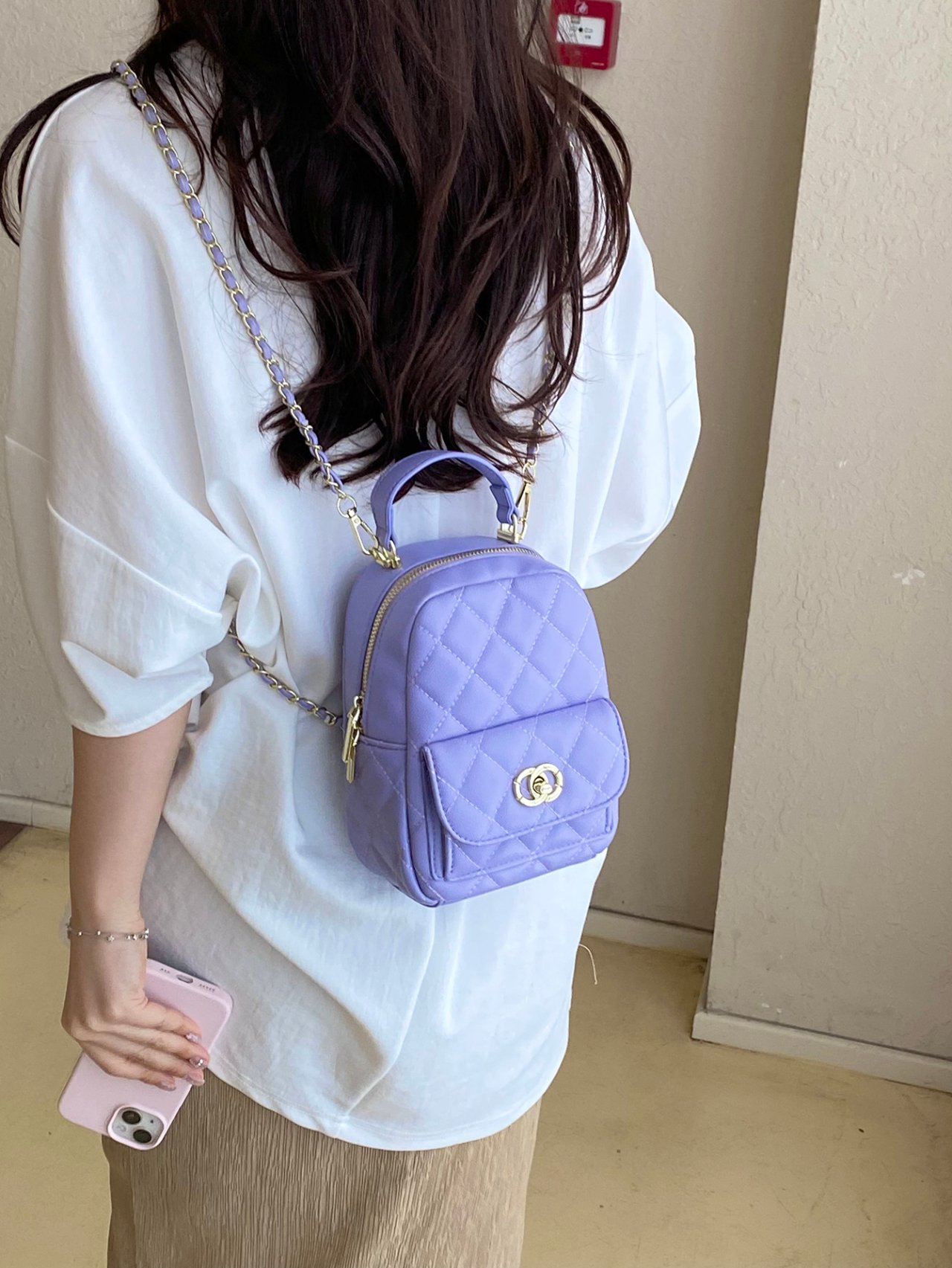 Purple Quilted Crossbody Bag