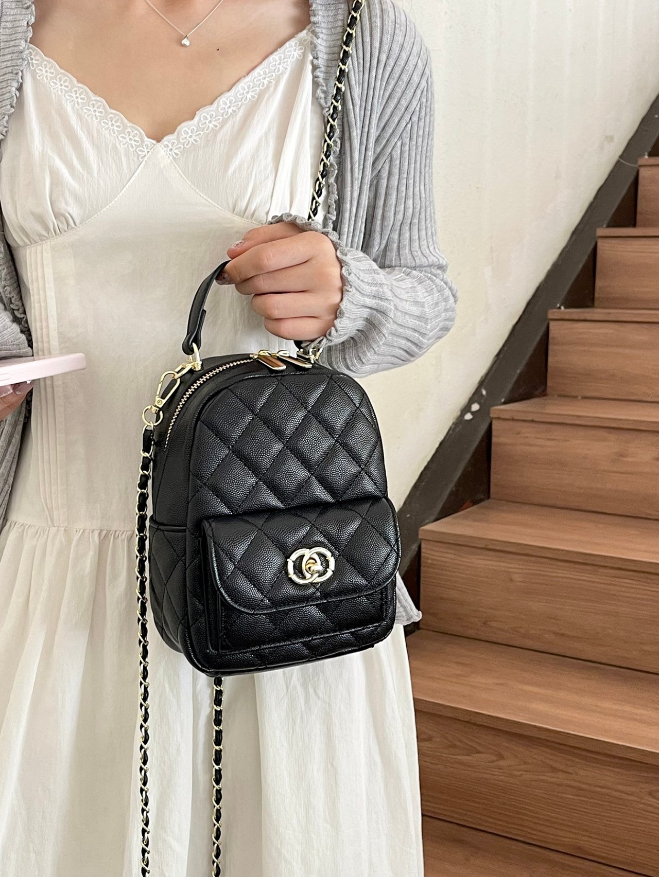 Black Quilted Crossbody Bag