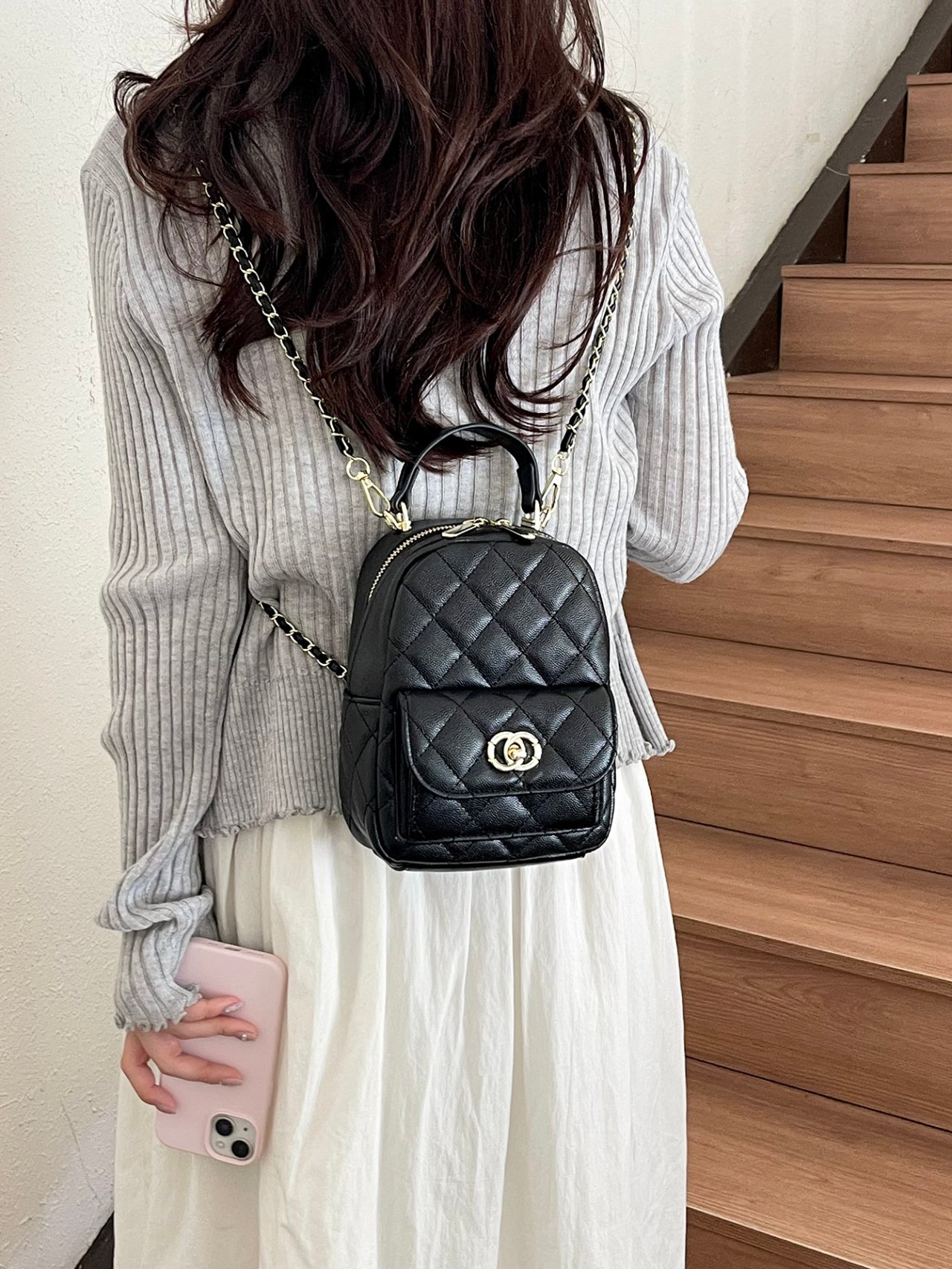 Black Quilted Crossbody Bag
