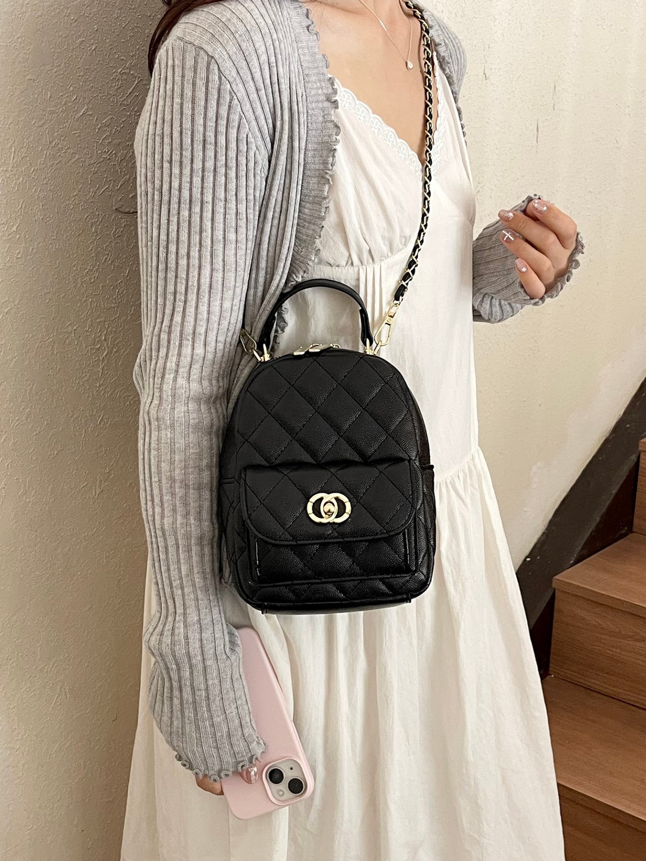 Black Quilted Crossbody Bag