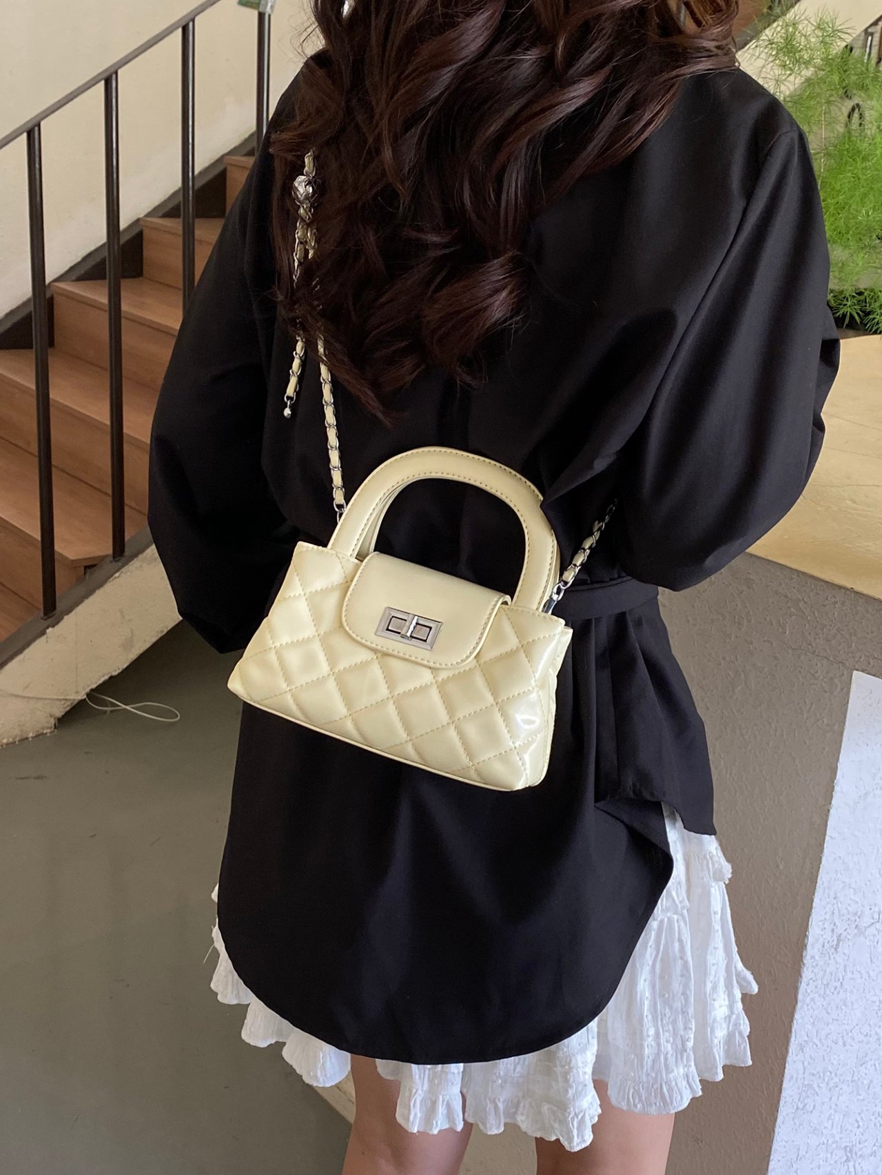 Yellow Quilted Crossbody Bag
