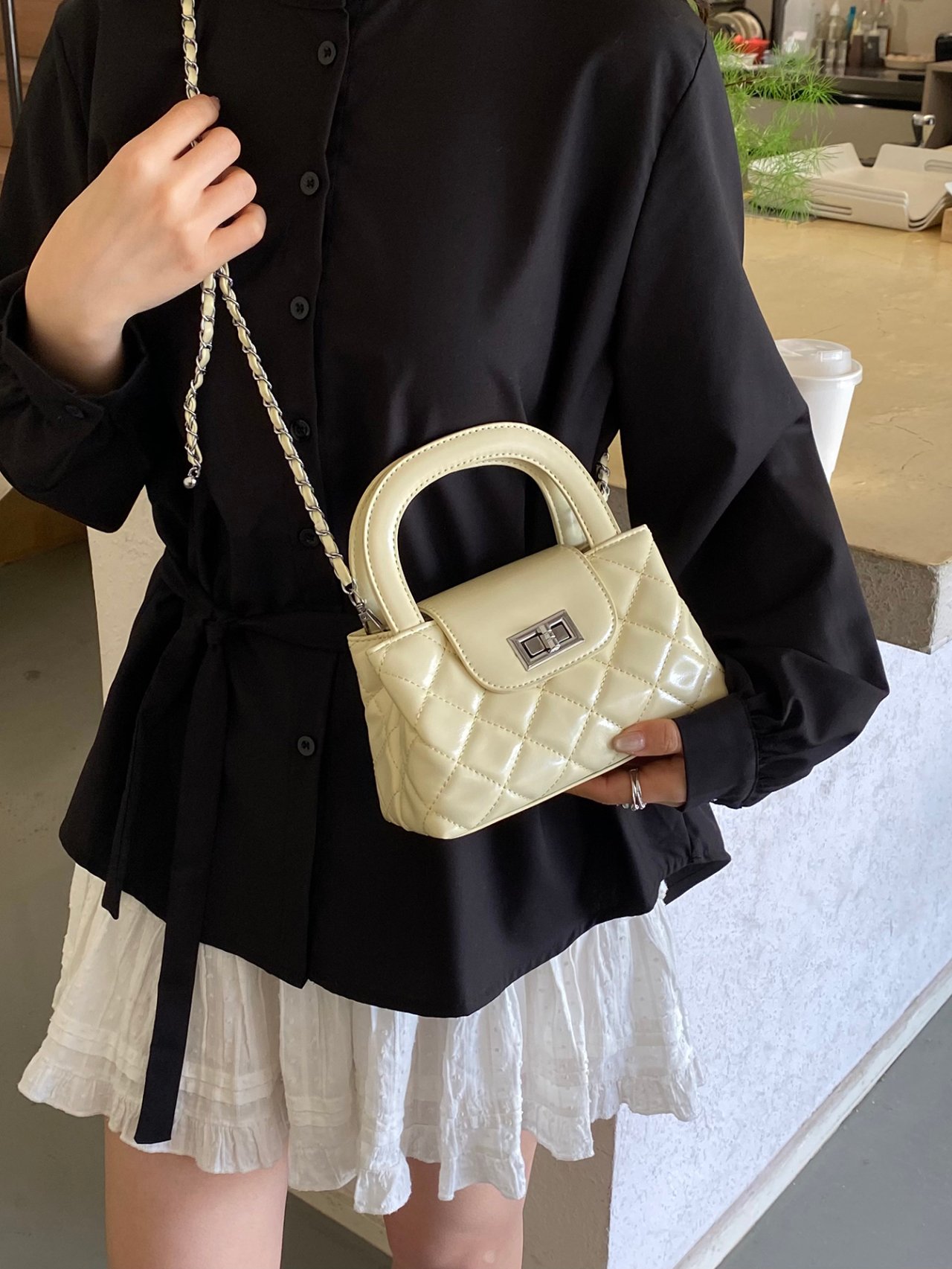 Yellow Quilted Crossbody Bag