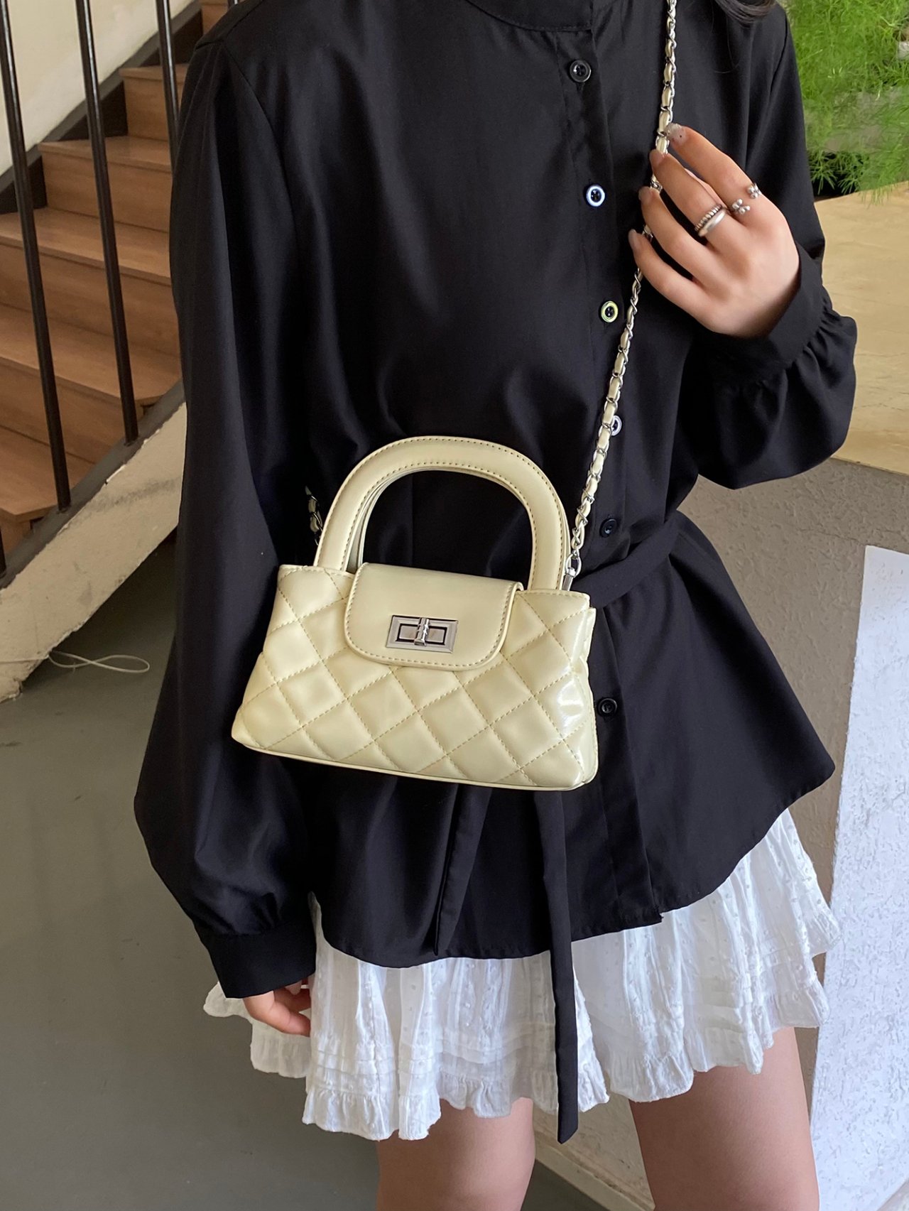 Yellow Quilted Crossbody Bag