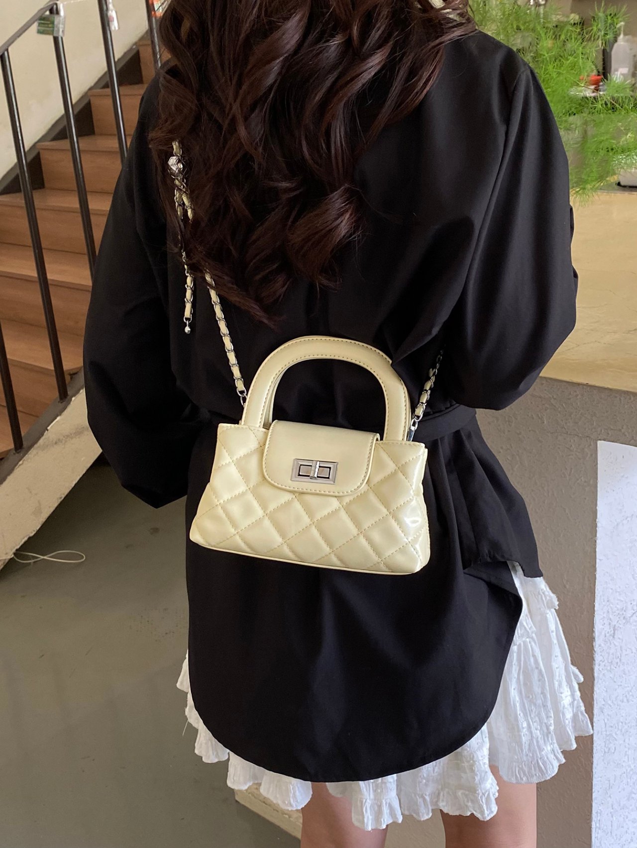 Yellow Quilted Crossbody Bag