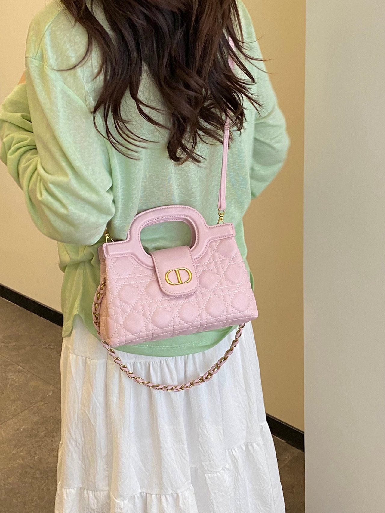 Pink Quilted Crossbody Bag