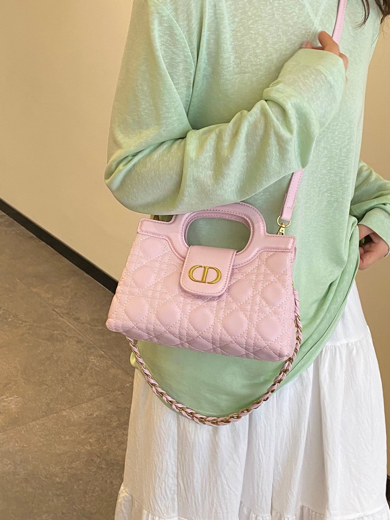 Pink Quilted Crossbody Bag