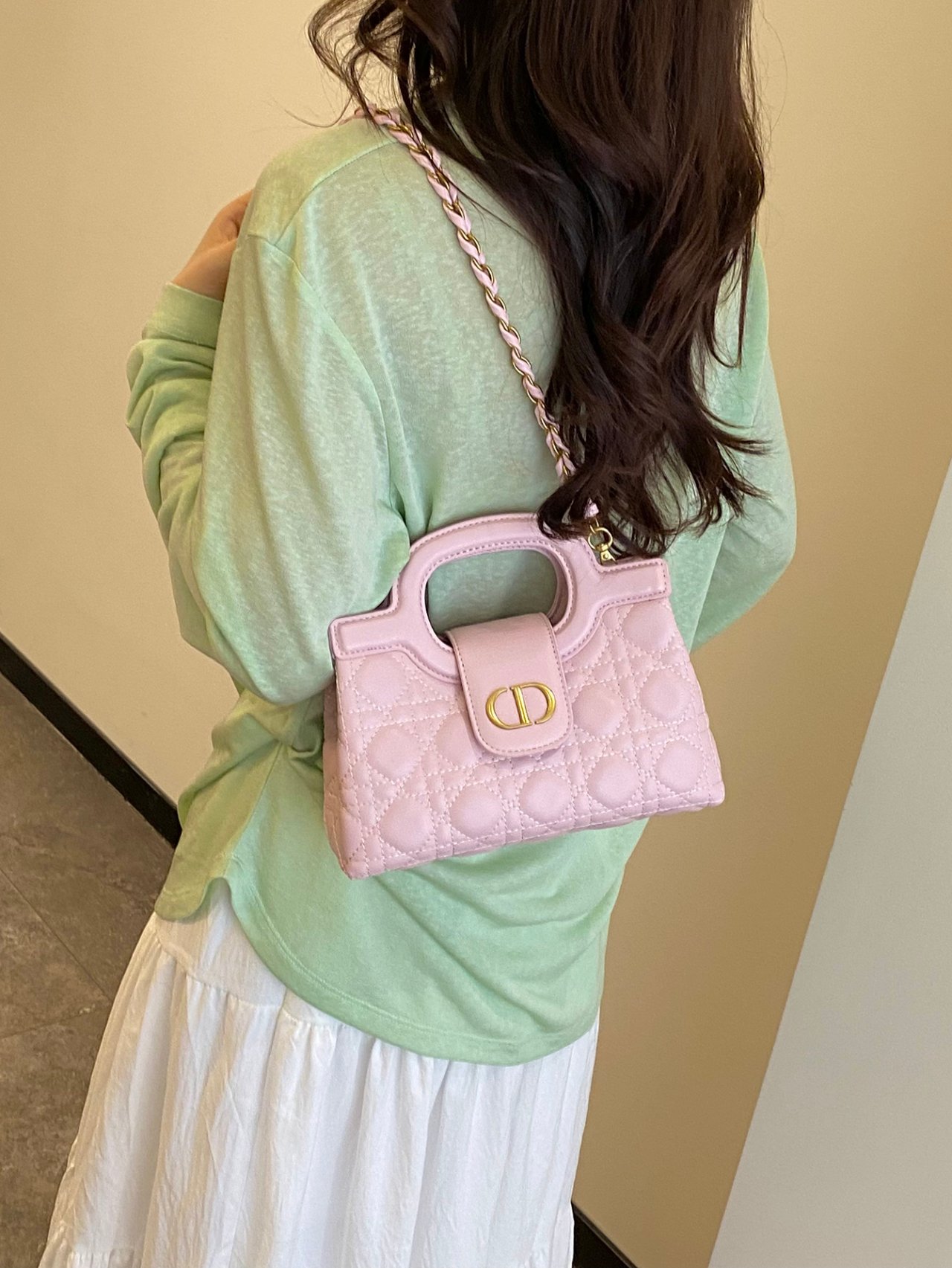 Pink Quilted Crossbody Bag