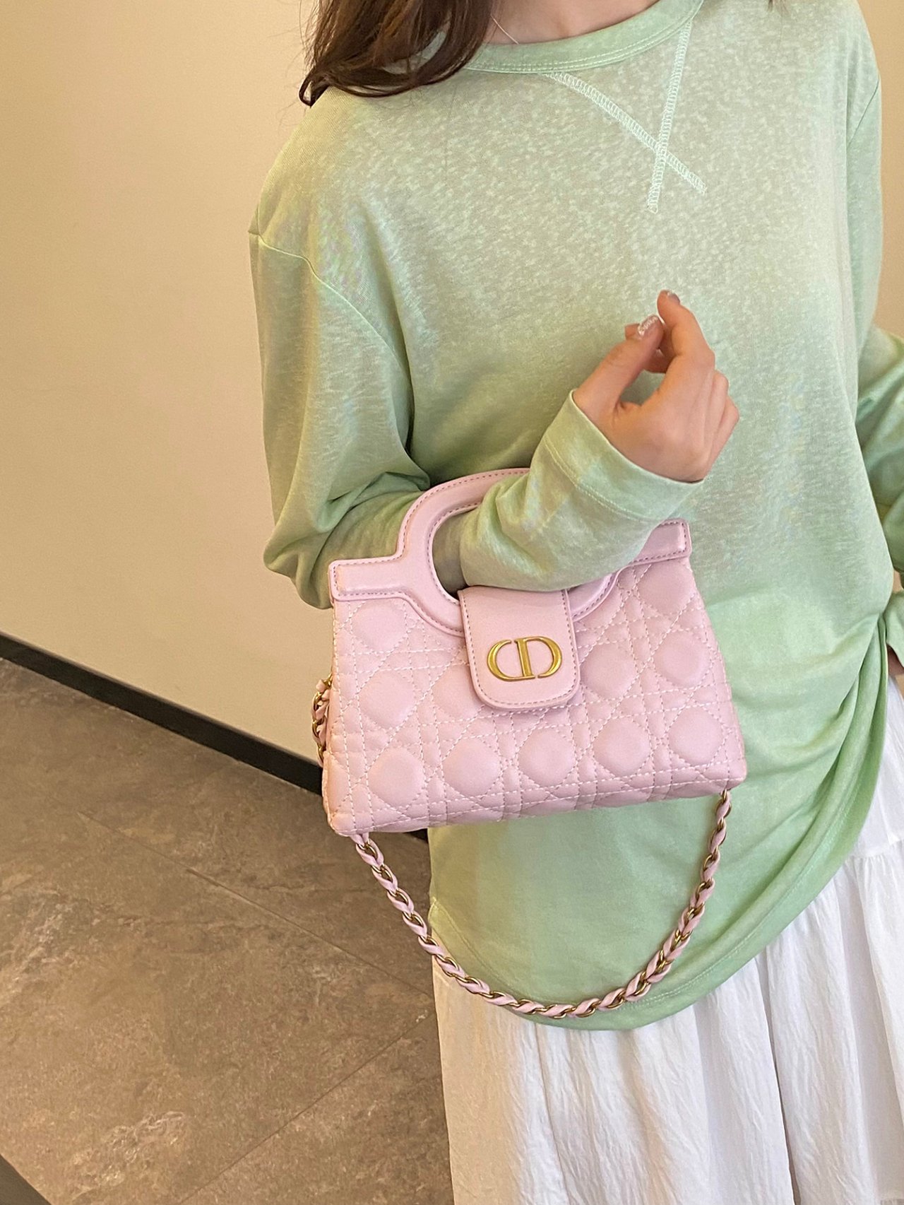 Pink Quilted Crossbody Bag