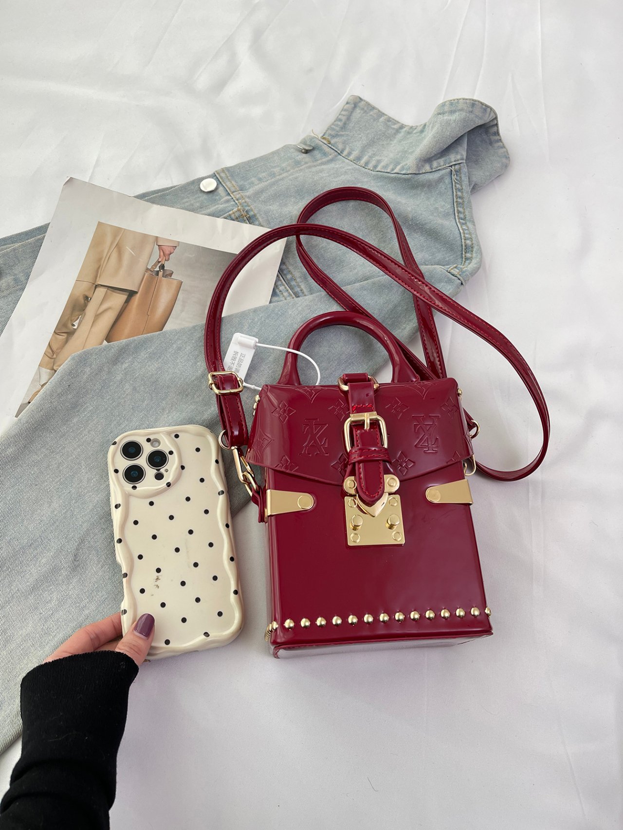 Ruby Red Mini Box Crossbody Bag