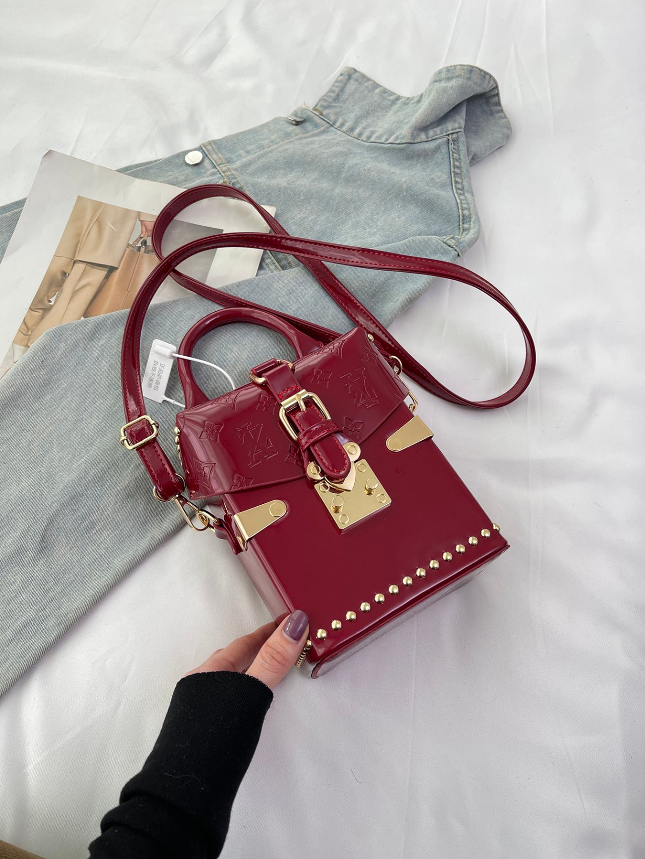 Ruby Red Mini Box Crossbody Bag