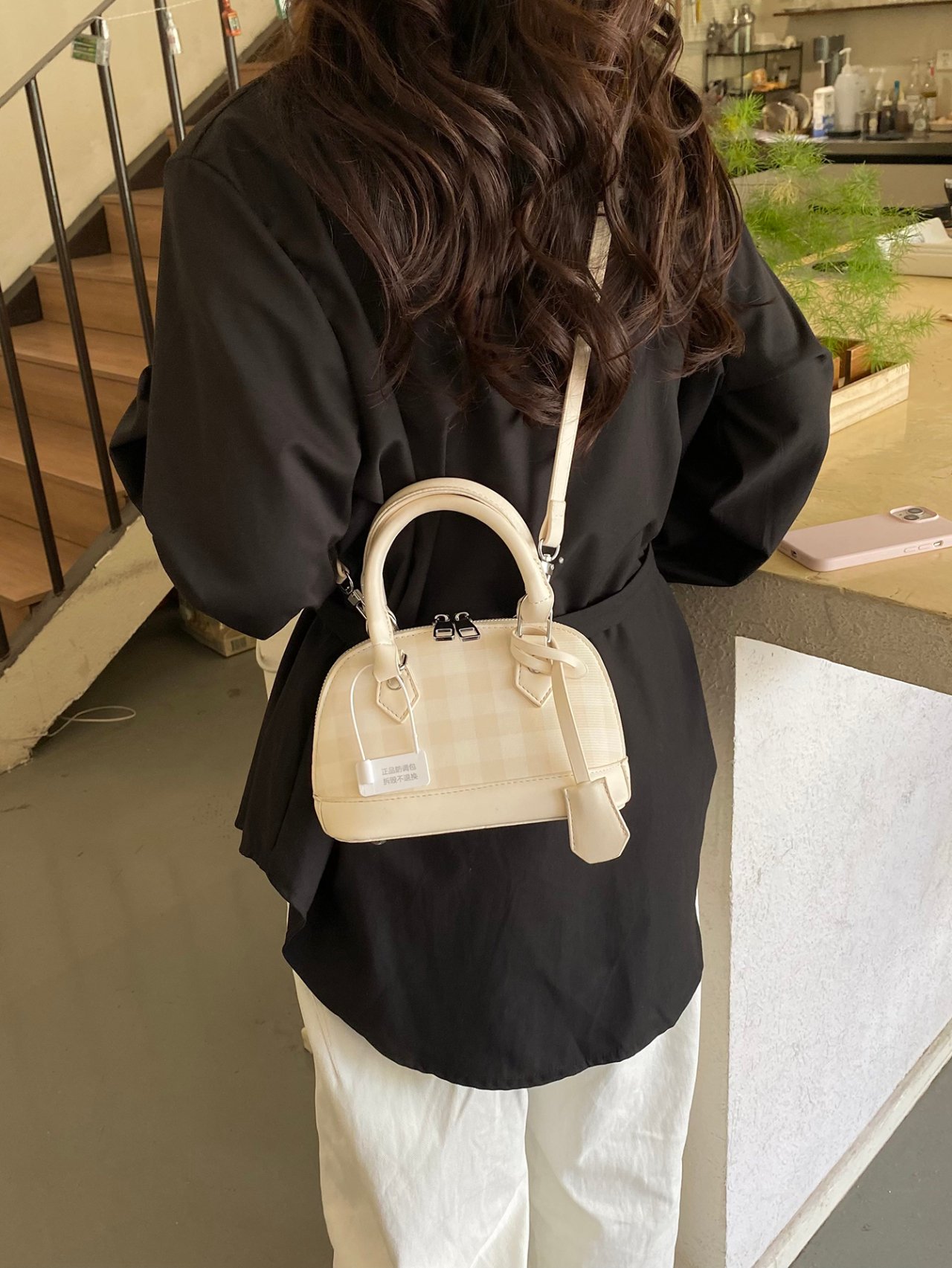 Off-White Checkered Mini Crossbody Bag
