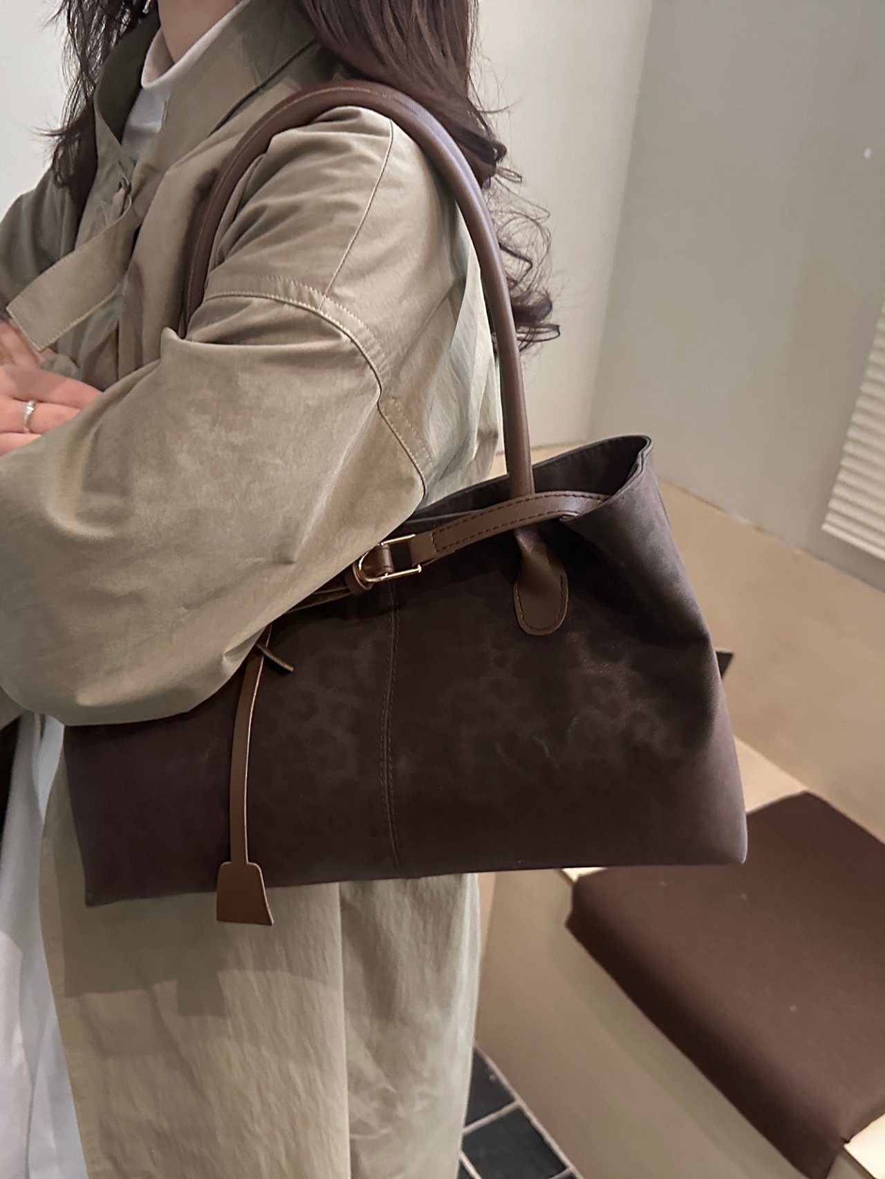 Leopard Print Coffee Brown Tote Shoulder Bag