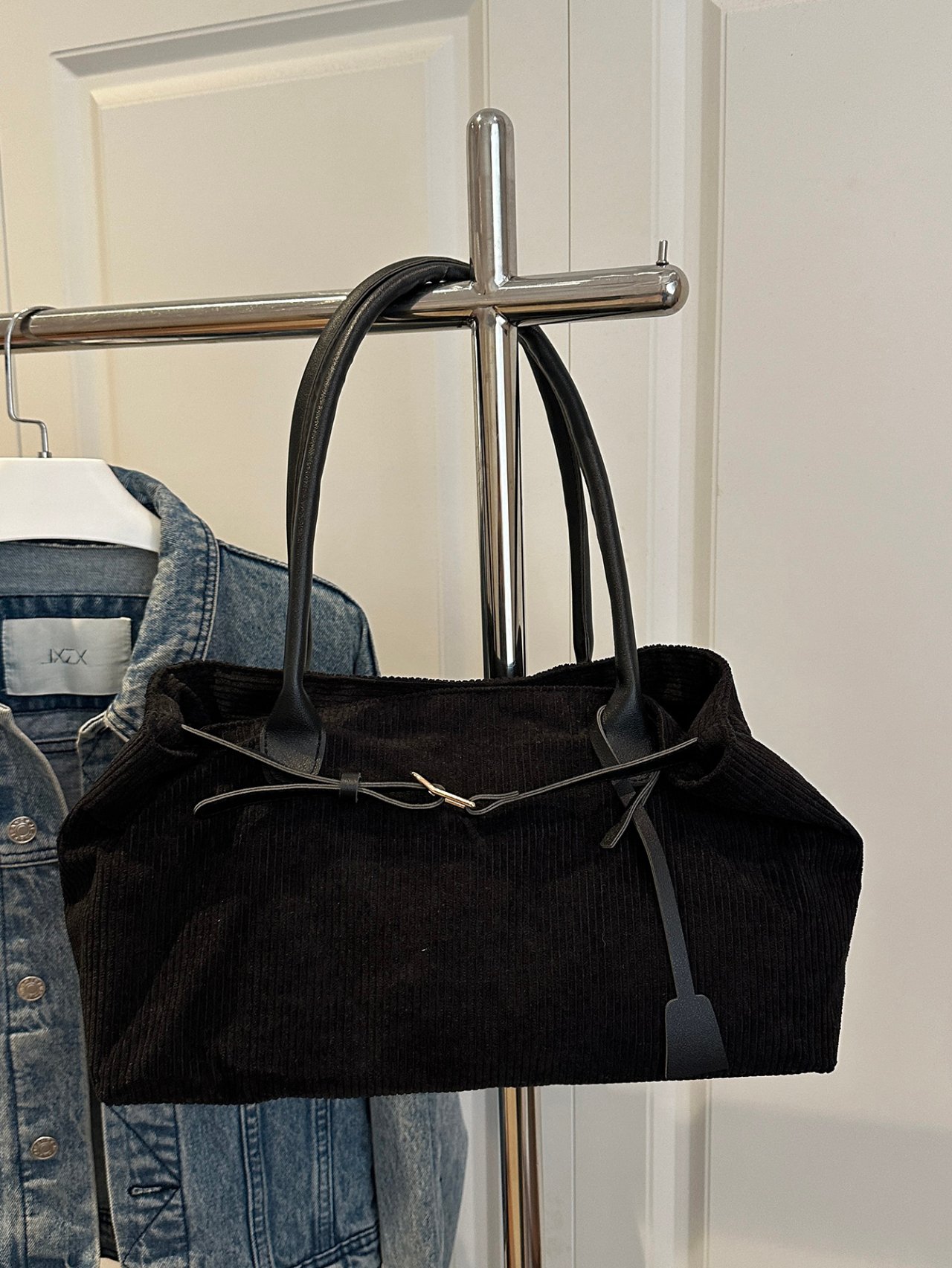 Black Corduroy Tote Bag
