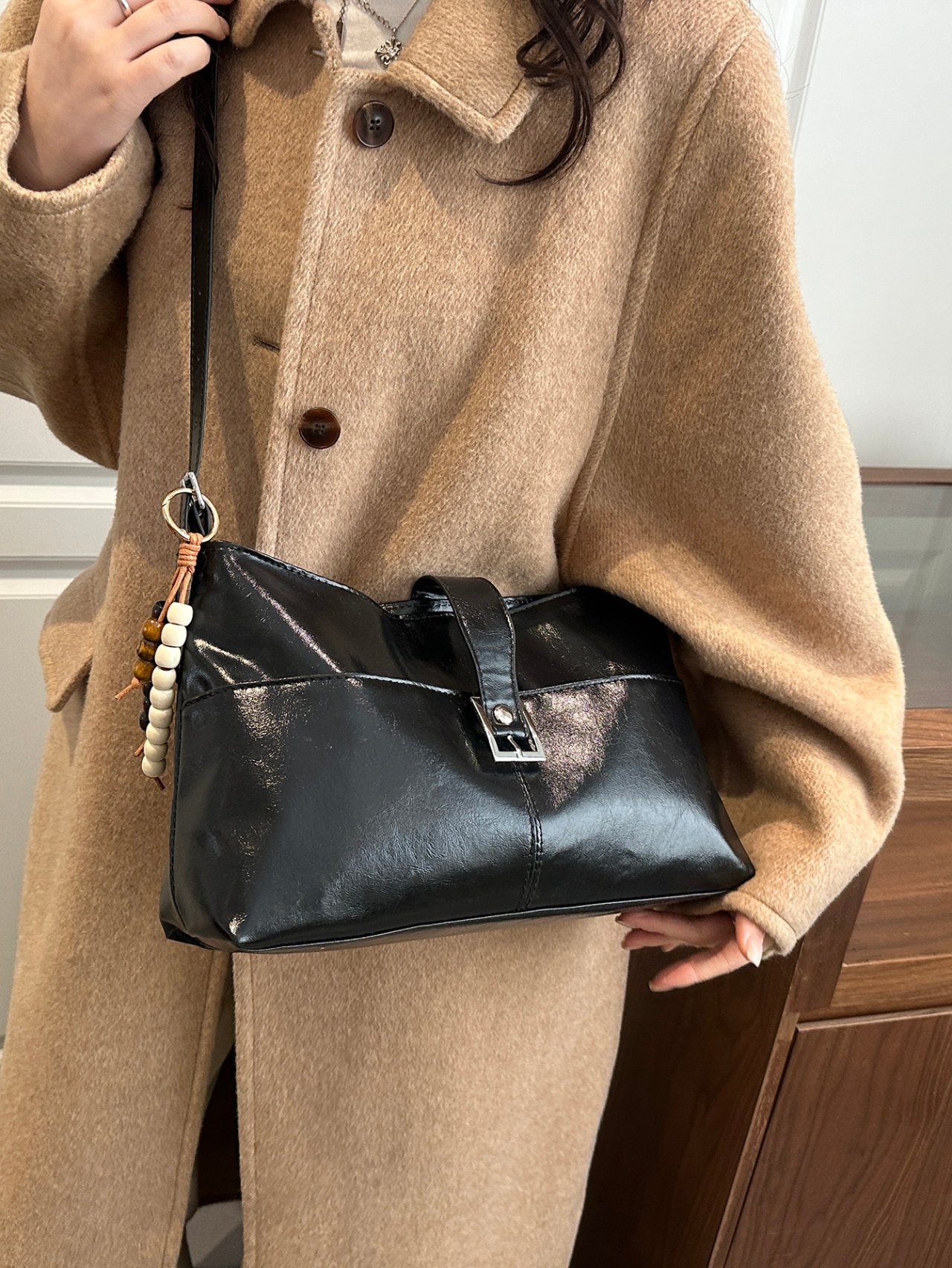 Black Crossbody Bag with Adjustable Strap