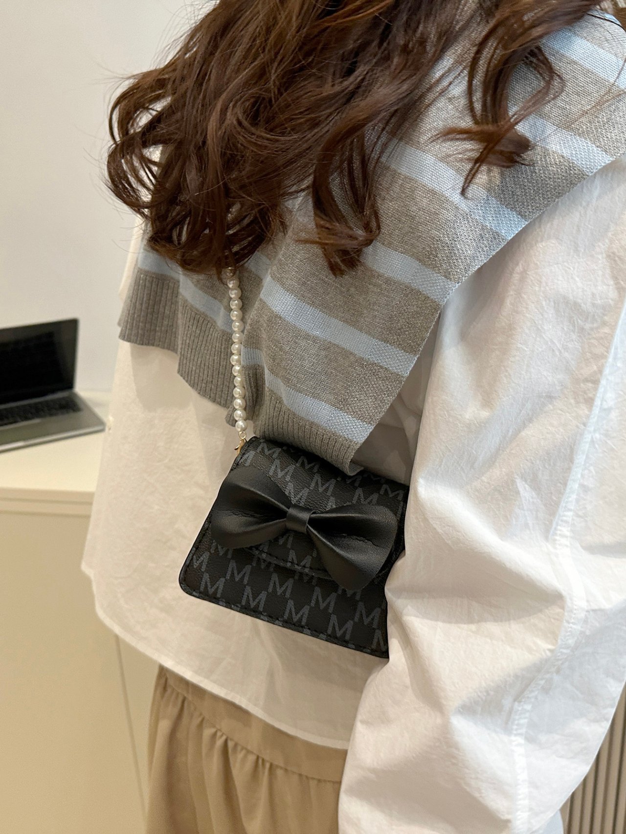 Black Mini Crossbody Bag with Bow Detail