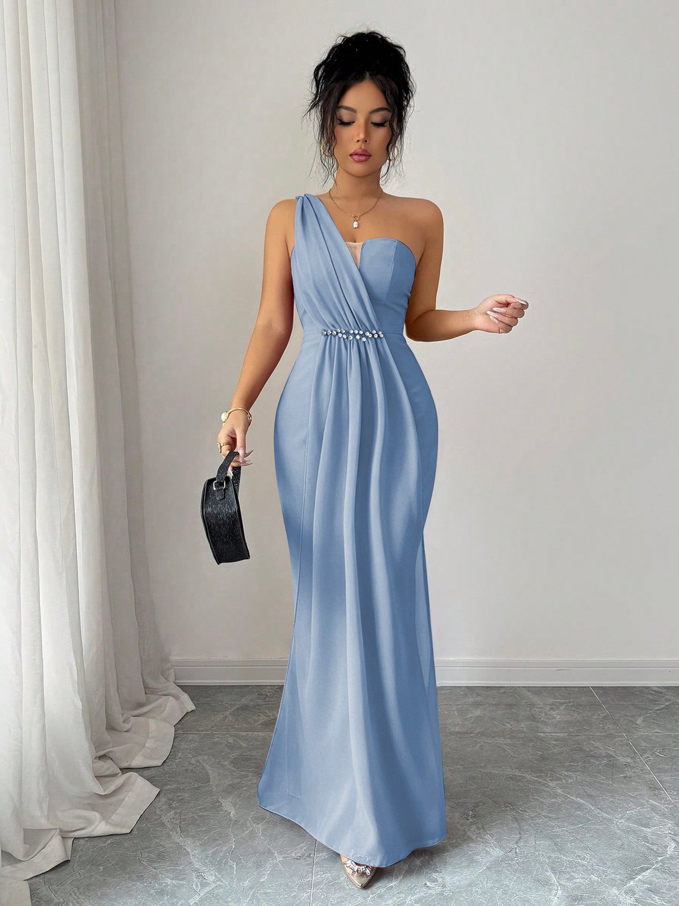 Light Blue Sleeveless Mermaid Maxi Dress