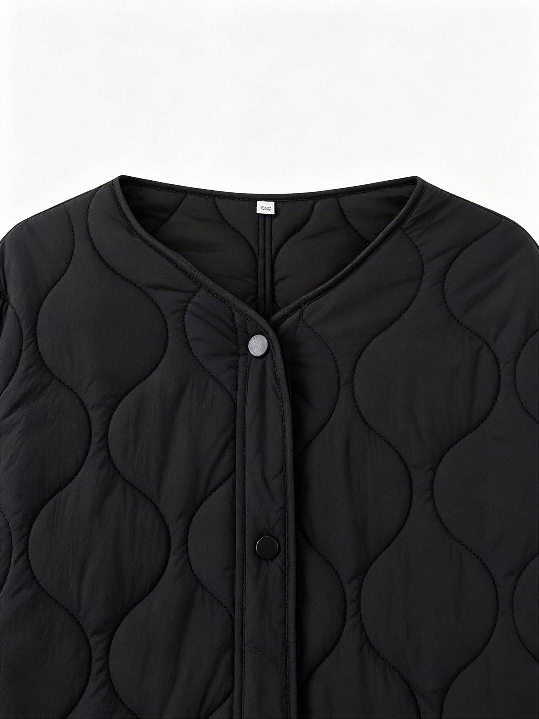 Black Solid Regular Padded Coat