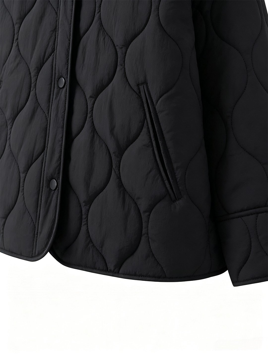 Black Solid Regular Padded Coat