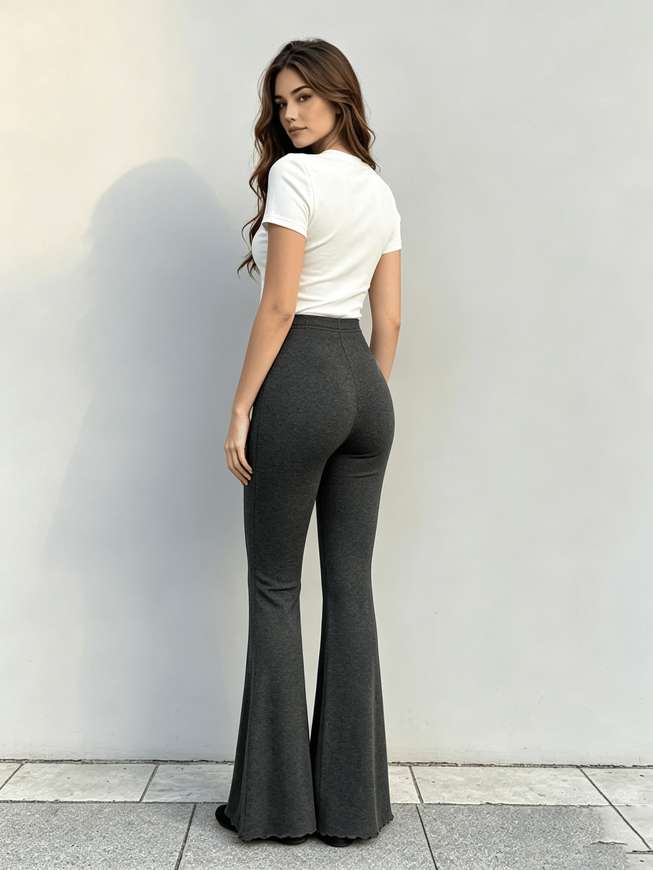 Charcoal Solid Flared Pants