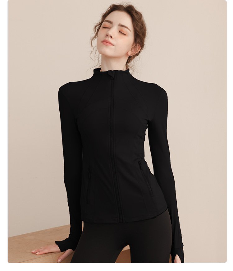 Black Solid Activewear Zip-Up Jacket