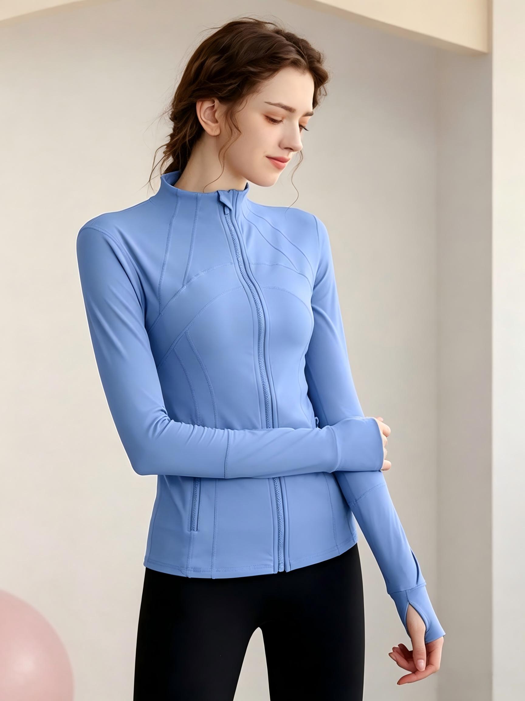 Medium Blue Solid Activewear Jacket