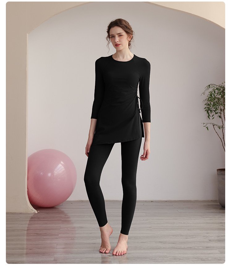 Black Solid Activewear Tunic Top