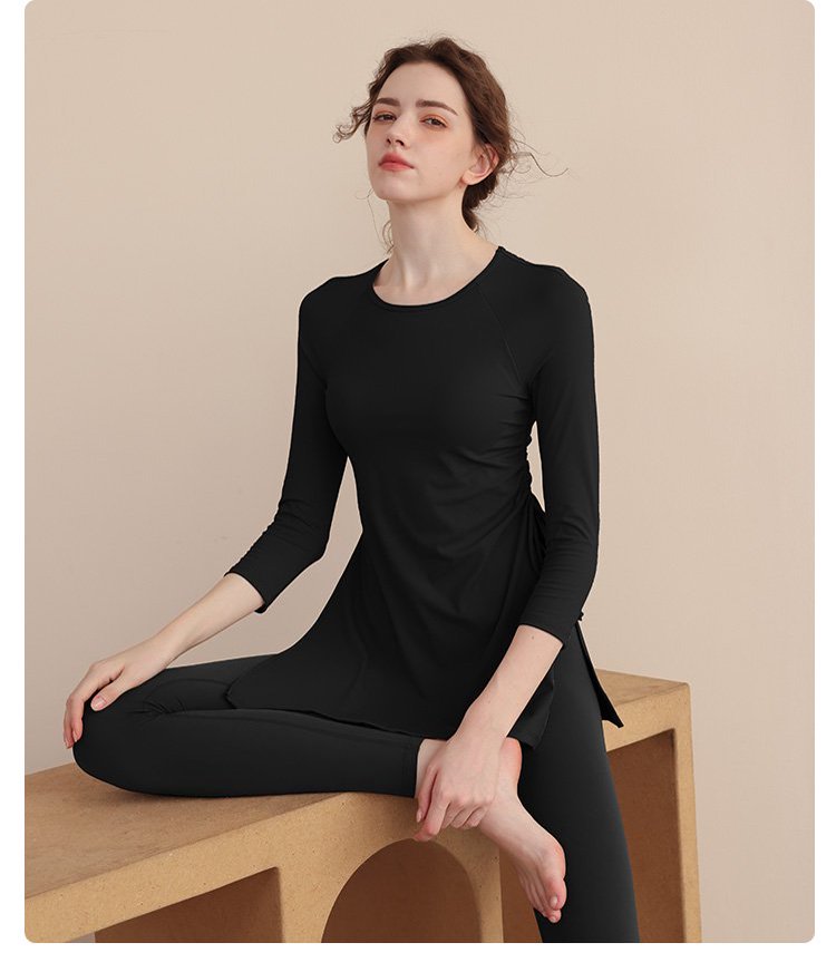 Black Solid Activewear Tunic Top