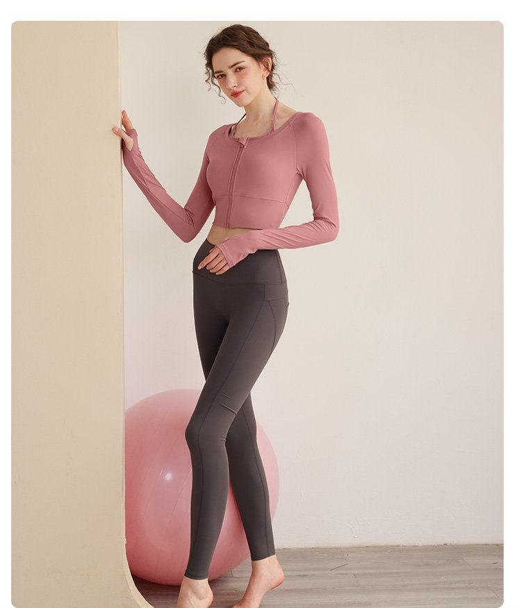Dark Pink Solid Activewear Zip-Up Top