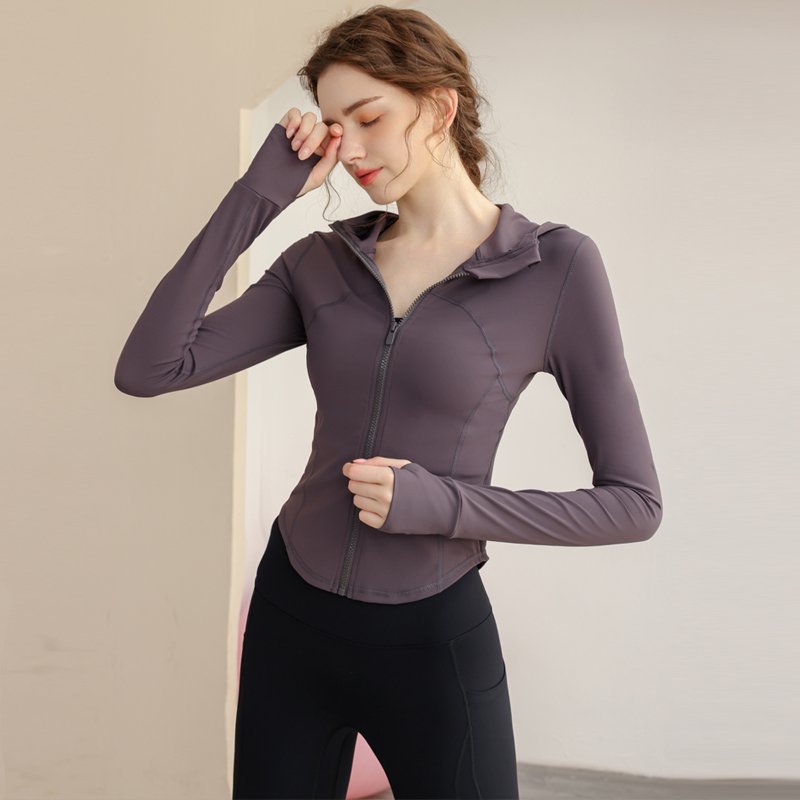 Grey Solid Activewear Hoodie Jacket