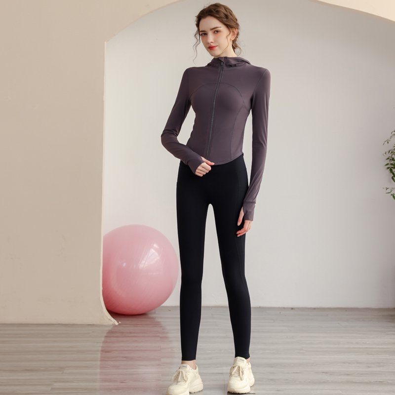 Grey Solid Activewear Hoodie Jacket