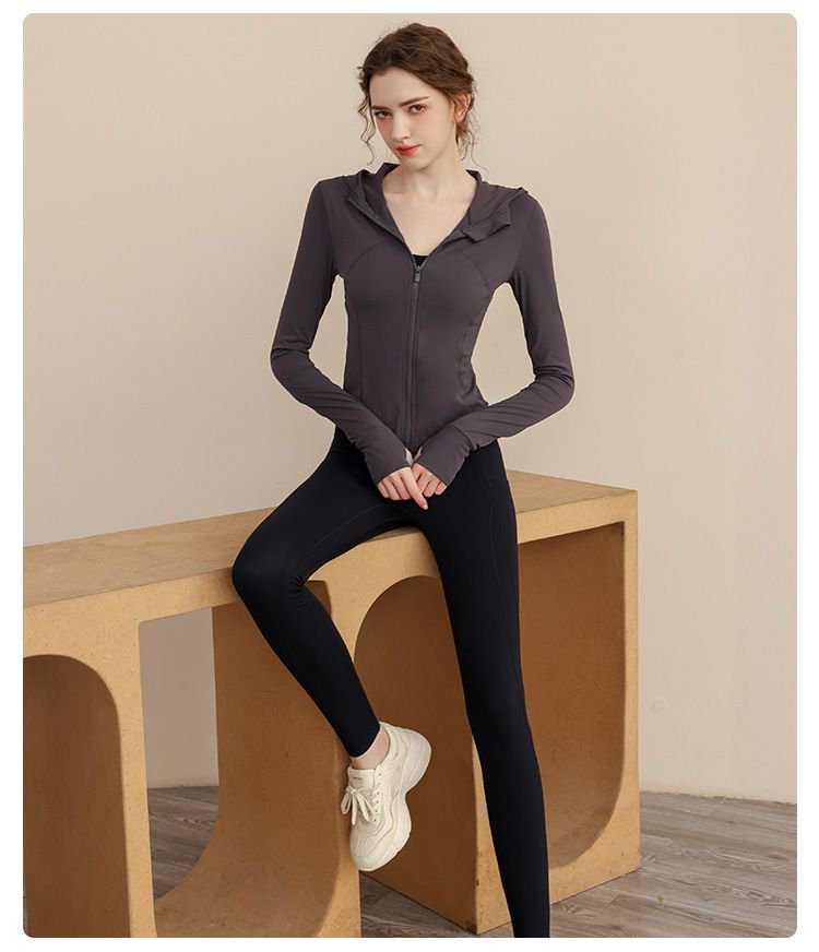 Grey Solid Activewear Hoodie Jacket