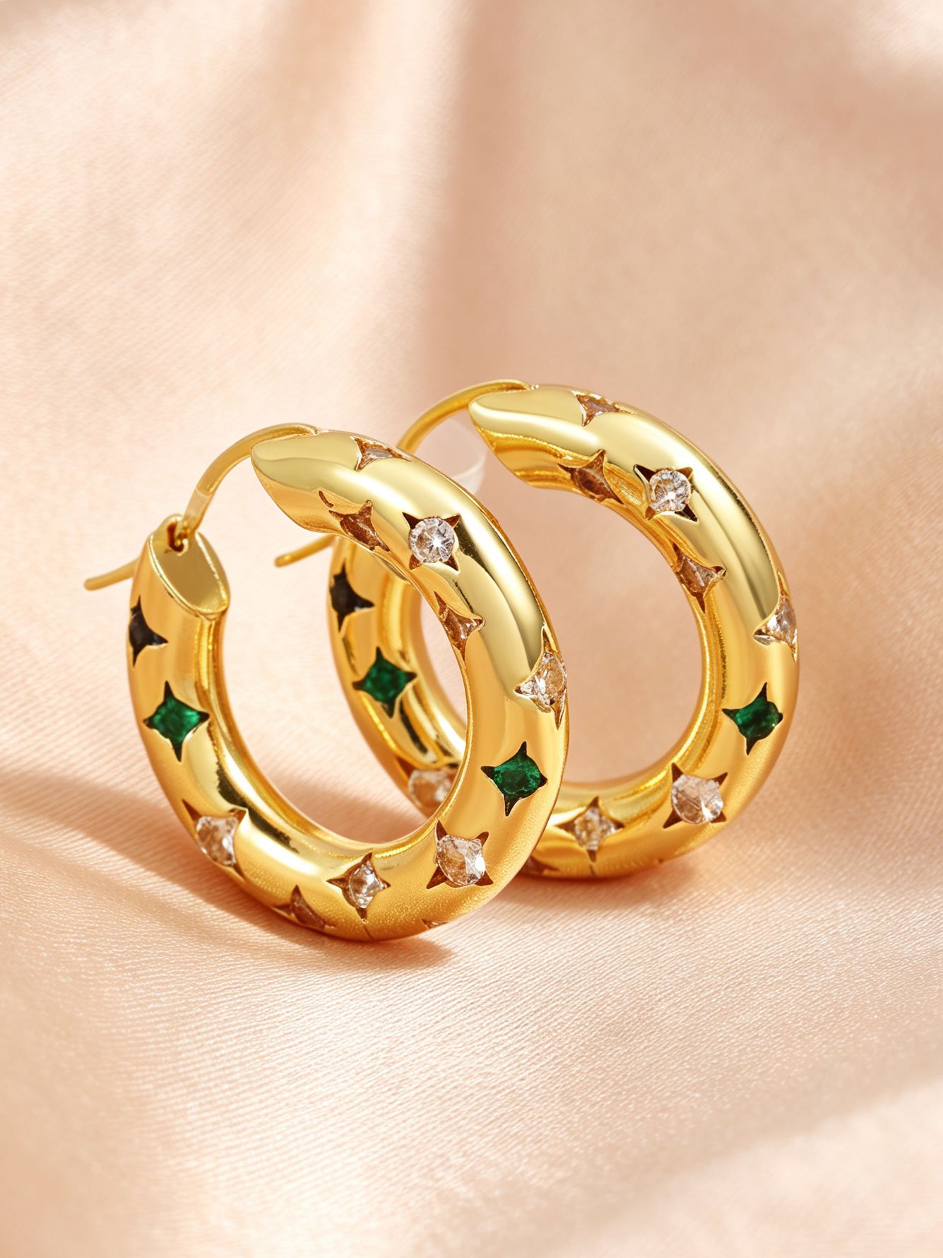 Gold Embroidered Earrings