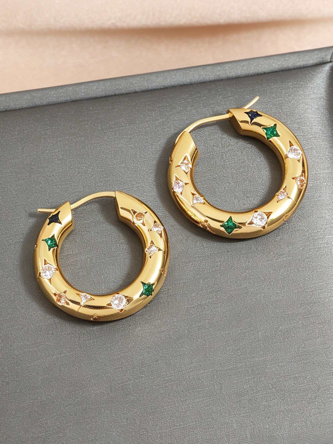 Gold Embroidered Earrings