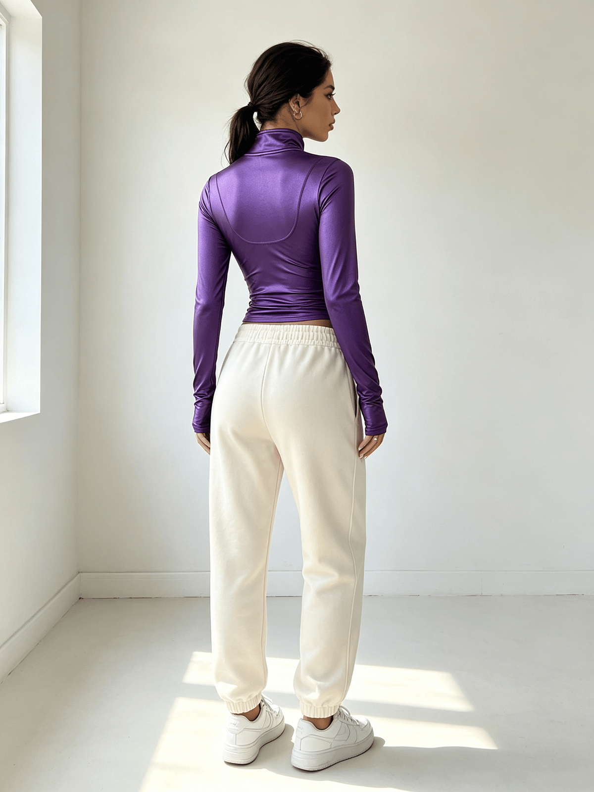 Purple Solid Activewear Top