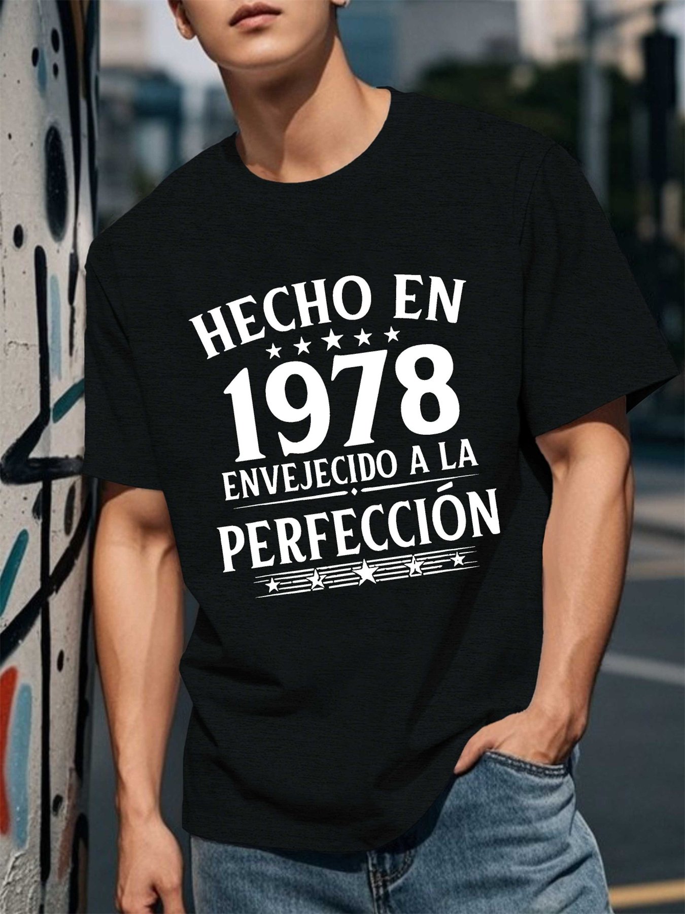 Black Printed Round Neck Regular T-Shirt