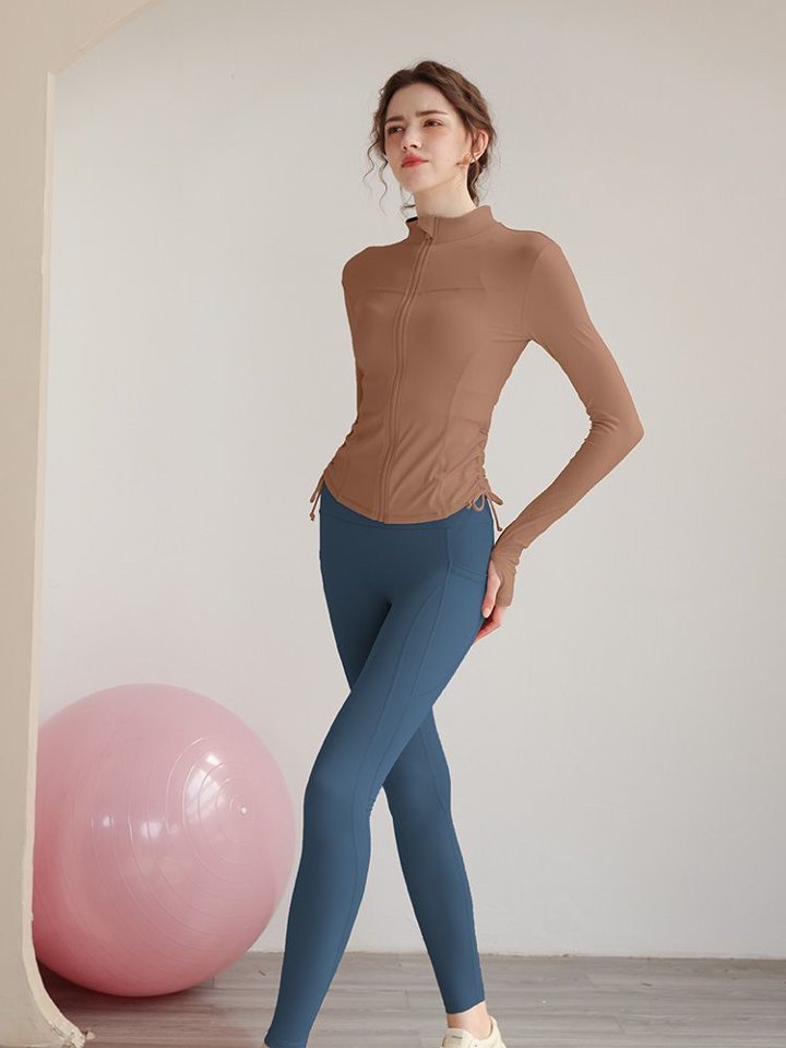 Brown Solid Zip-Up Activewear Jacket