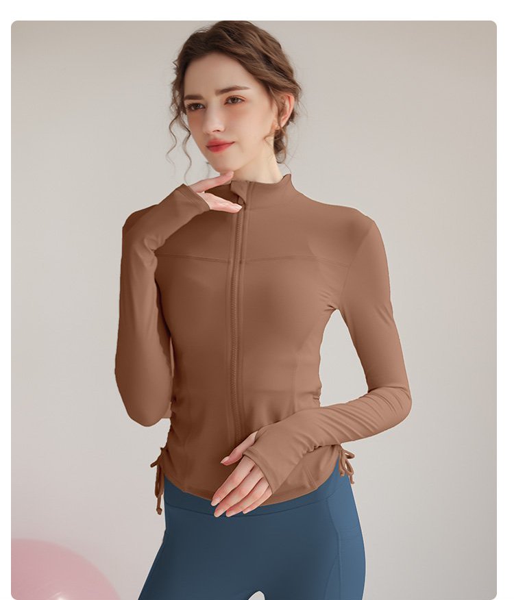 Brown Solid Zip-Up Activewear Jacket