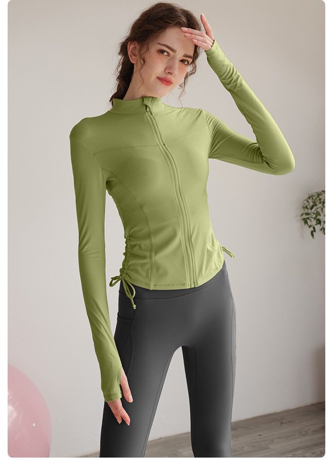 Green Solid Zip-Up Activewear Jacket
